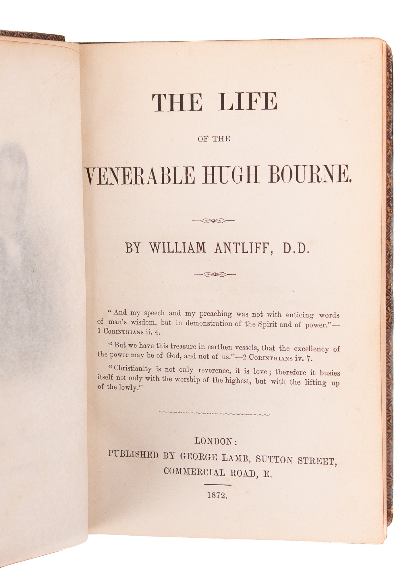 1872 PRIMITIVE METHODIST. Life of Anti-High Brow, Camp-Meeting Methodist, Hugh Bourne - Fine Leather