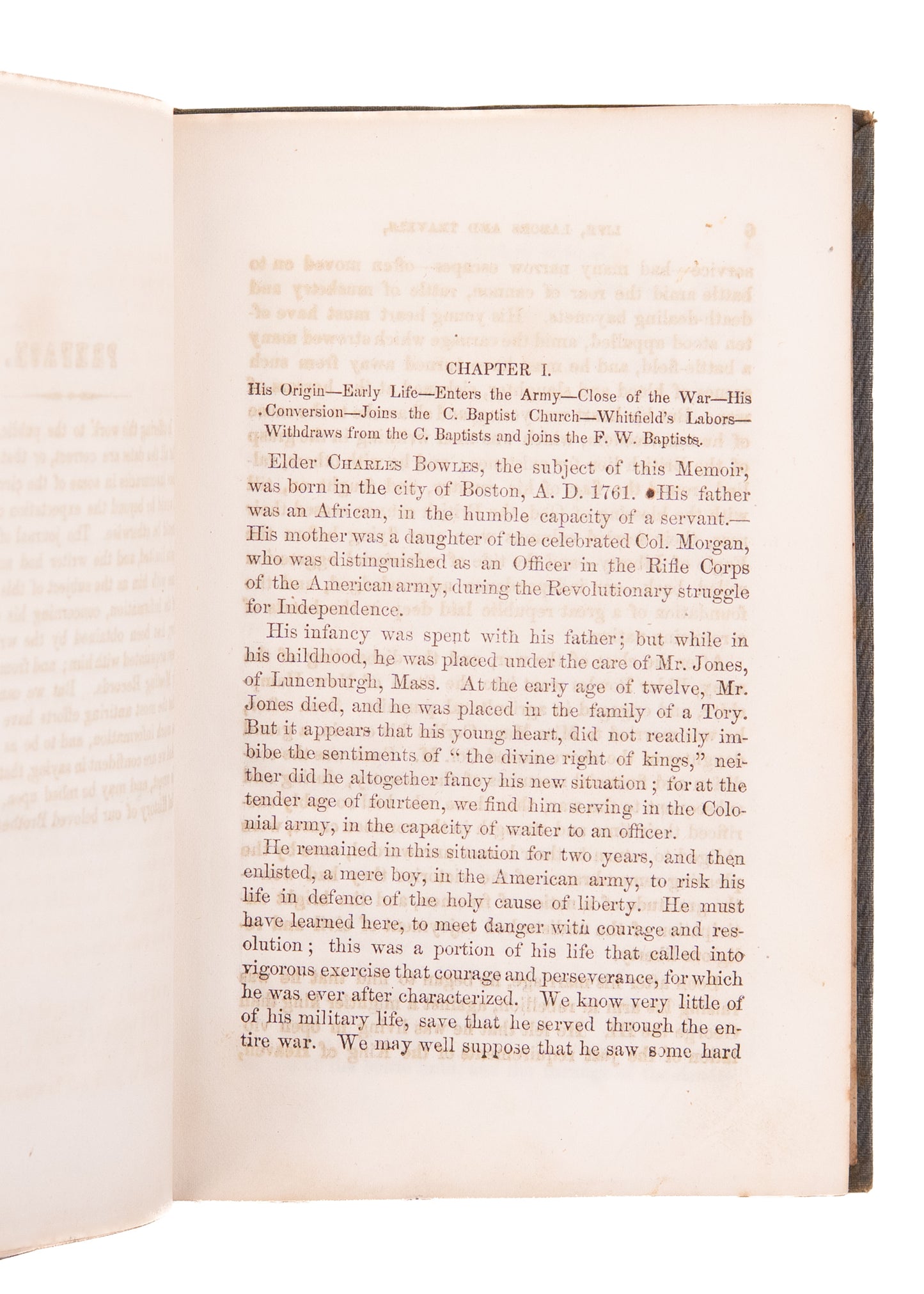 1852 BLACK BAPTIST ON FUGITIVE SLAVES. Life, Labors, and Travels of Elder Charles Bowles