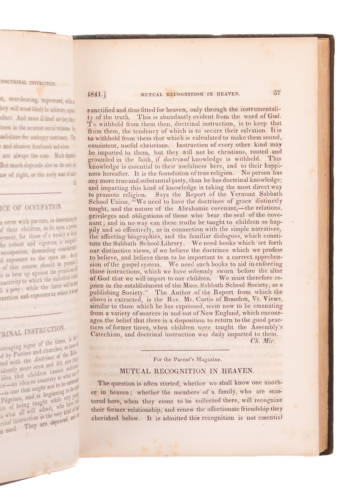 1842 PARENT'S MAGAZINE. Vegetarianism, Household Management, Emancipated Slave Schools, &c.