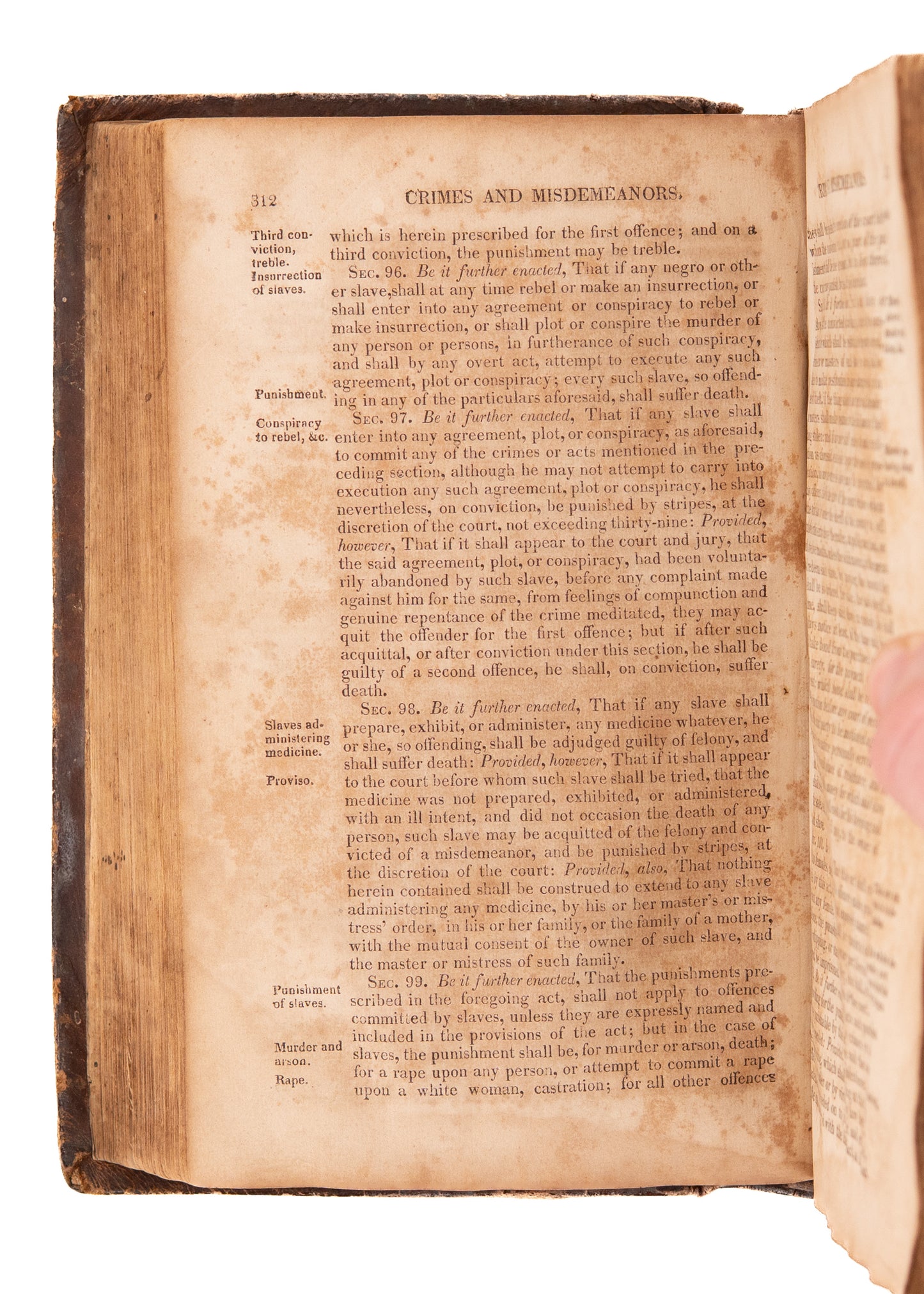 1825 MISSOURI SLAVE LAWS &c. First Edition of Laws of Missouri with Early Settler Provenance.