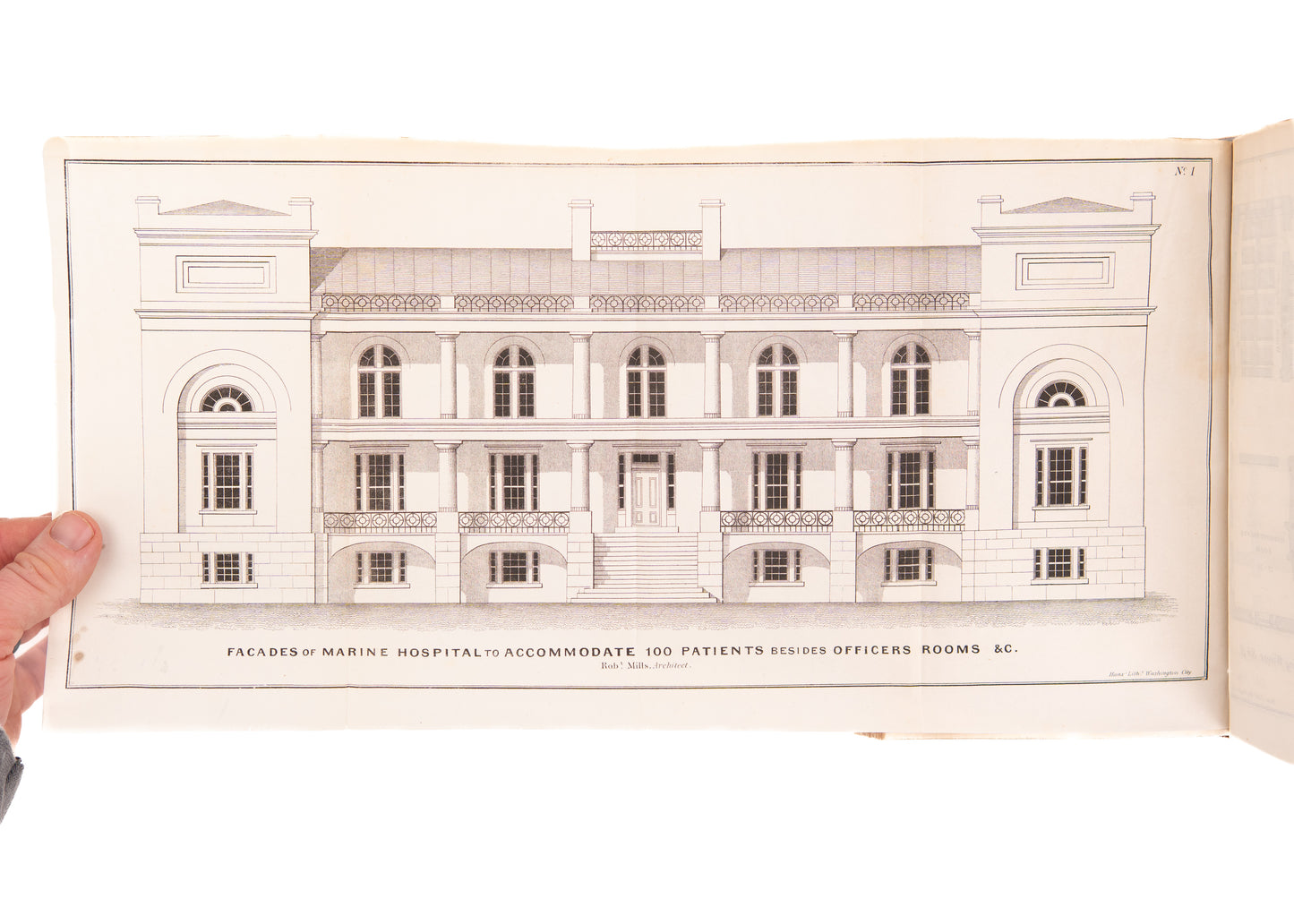 1837 ROBERT MILLS - AMERICAN ARCHITECT. Plans for Marine Hospitals No. 1 & 2. Scarce.