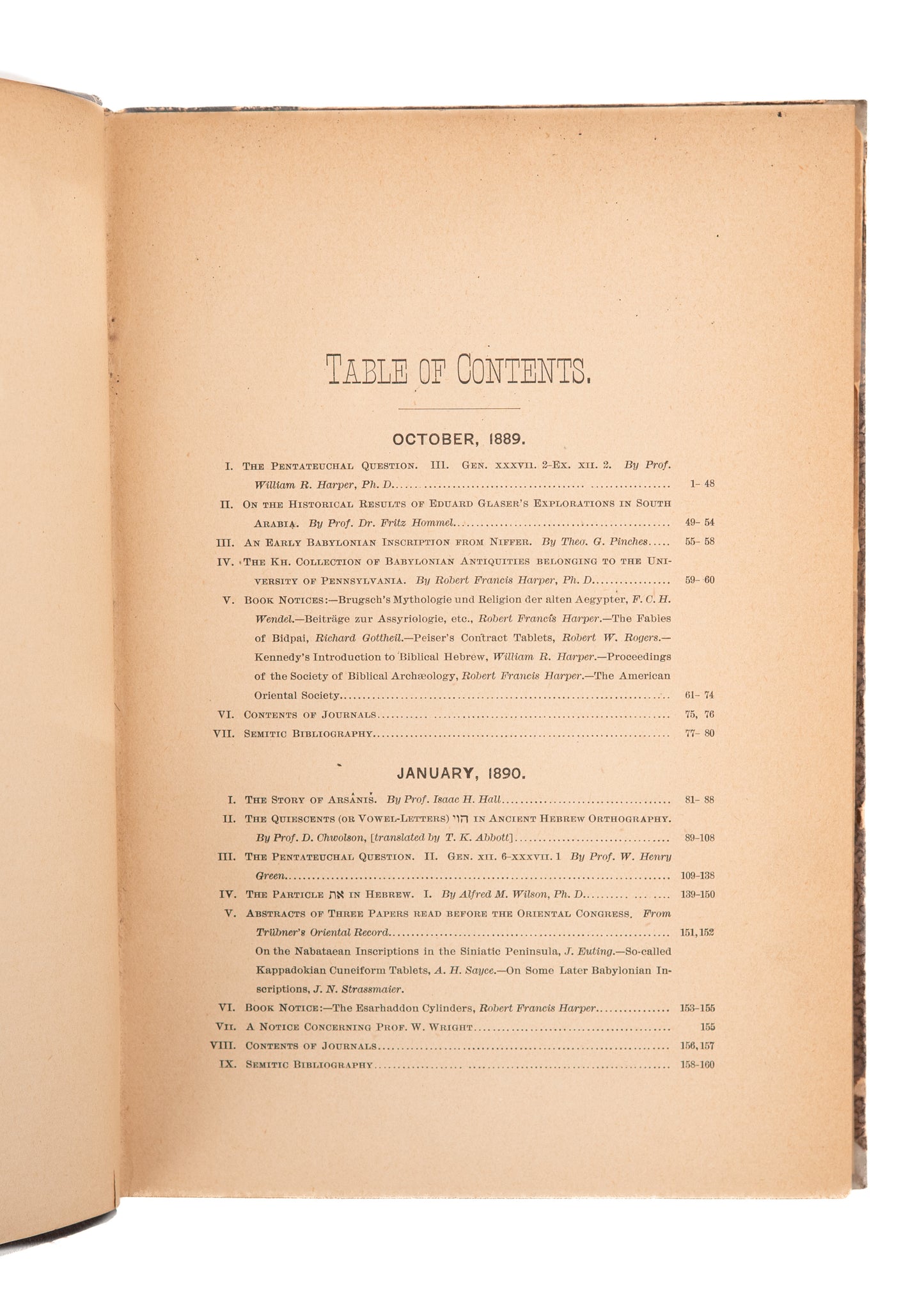 1889-1893 HEBRAICA. First Academic Journal Dedicated to Hebrew & Semitic Studies in America.