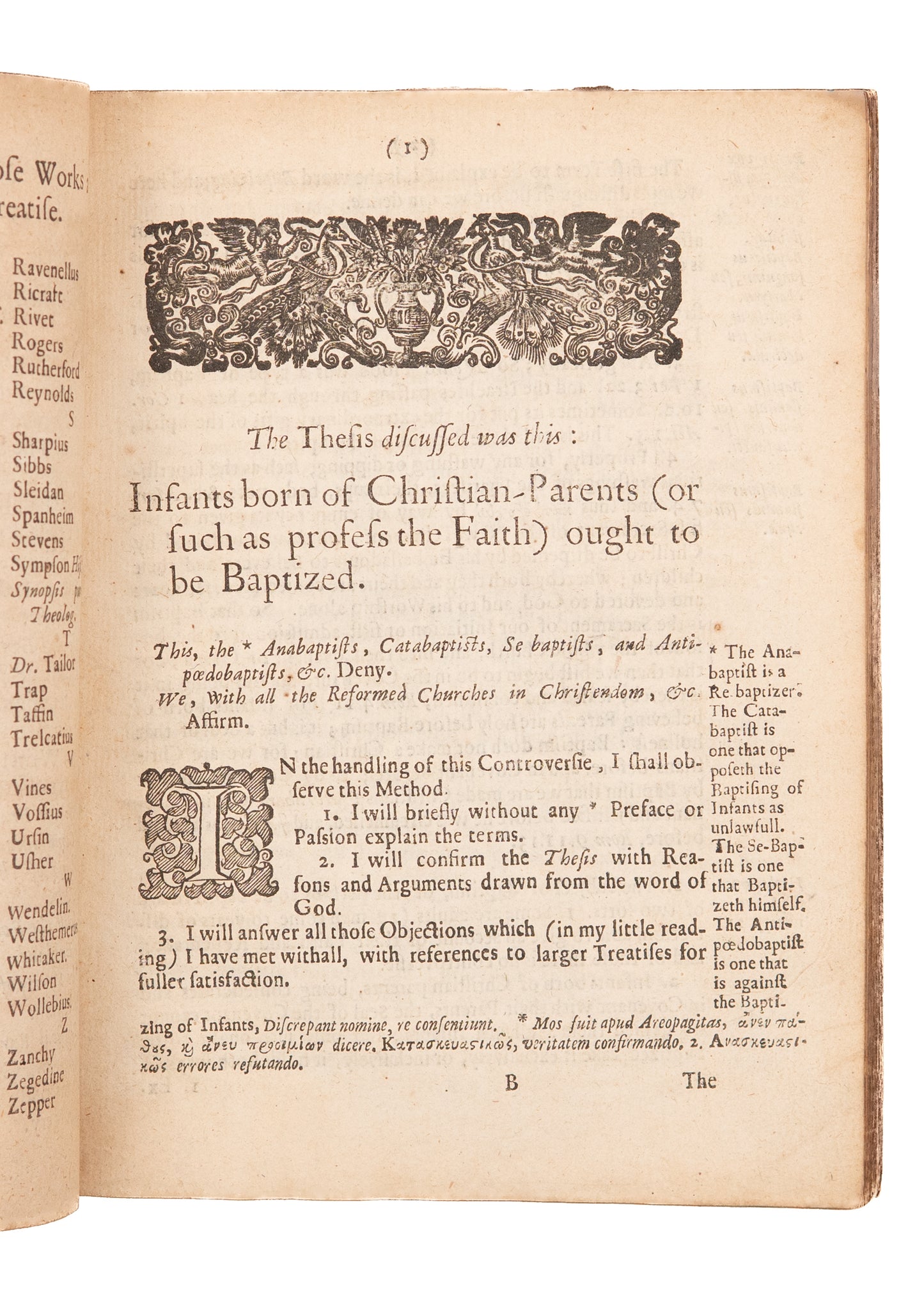 1652 THOMAS HALL. Covenantal Baptism Guarded Against the Baptists & Anabaptists. Rare Puritan.