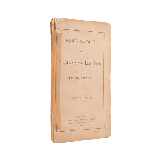 1880 AUSTIN BEARSE. Rare Autobiography of the Sea Captain of Underground Railroad.