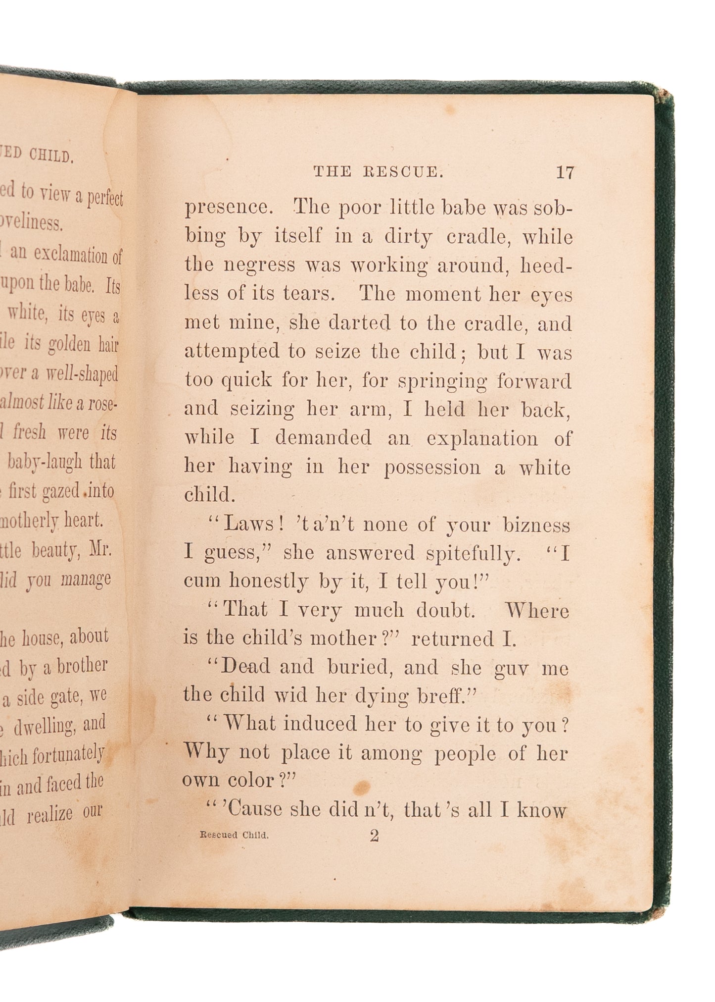 1868 MRS. J. W. SCHENCK. The Rescued Child. Negress Finds White Child and is Accused of Kidnapping by Police.