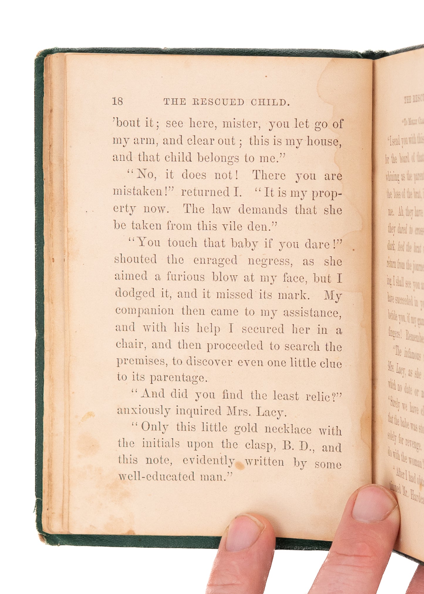 1868 MRS. J. W. SCHENCK. The Rescued Child. Negress Finds White Child and is Accused of Kidnapping by Police.