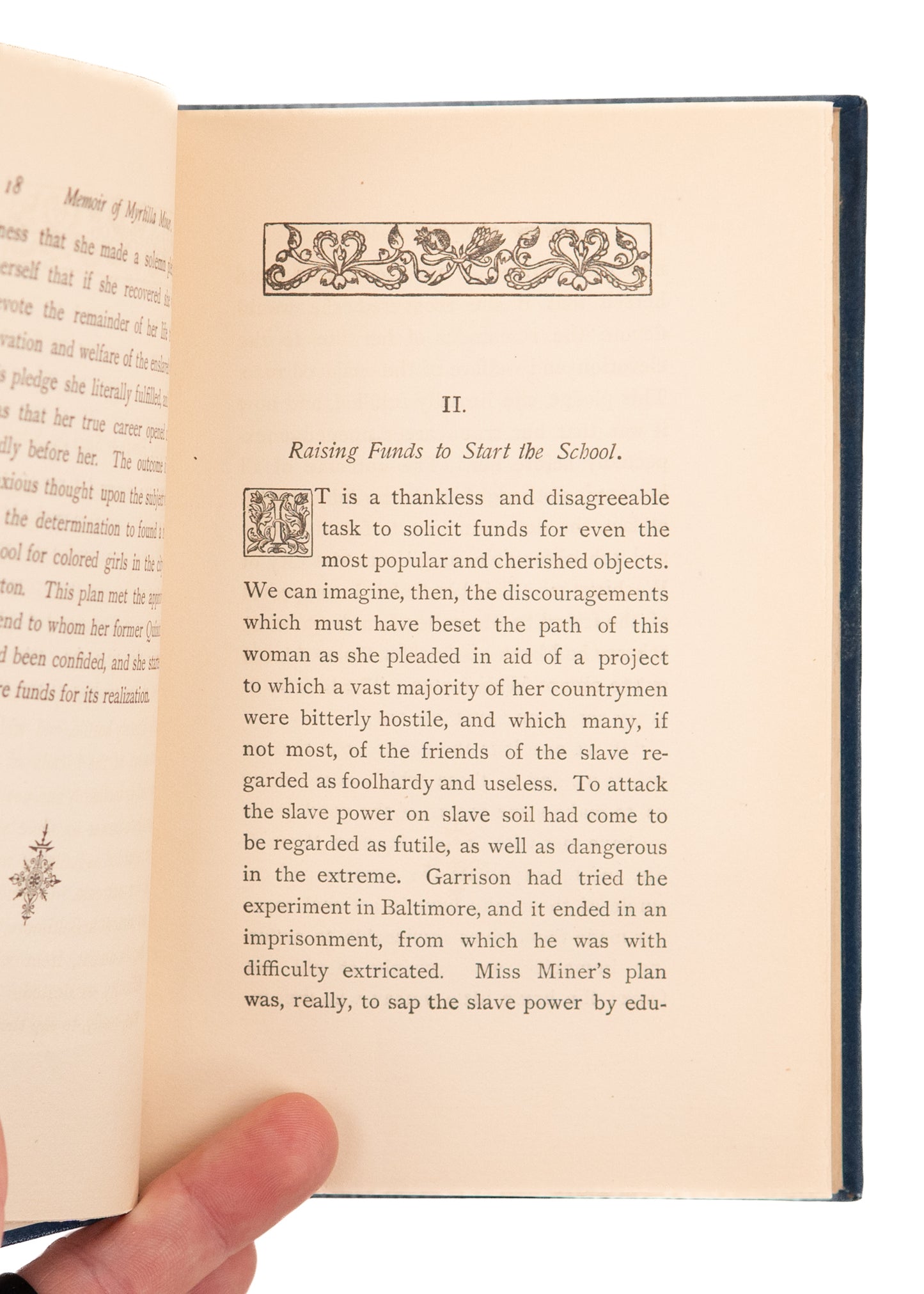 1885 MYRTILLA MINER. Memoir of a Pioneer Educator of Freed Black Slaves, Abolitionist, &c.