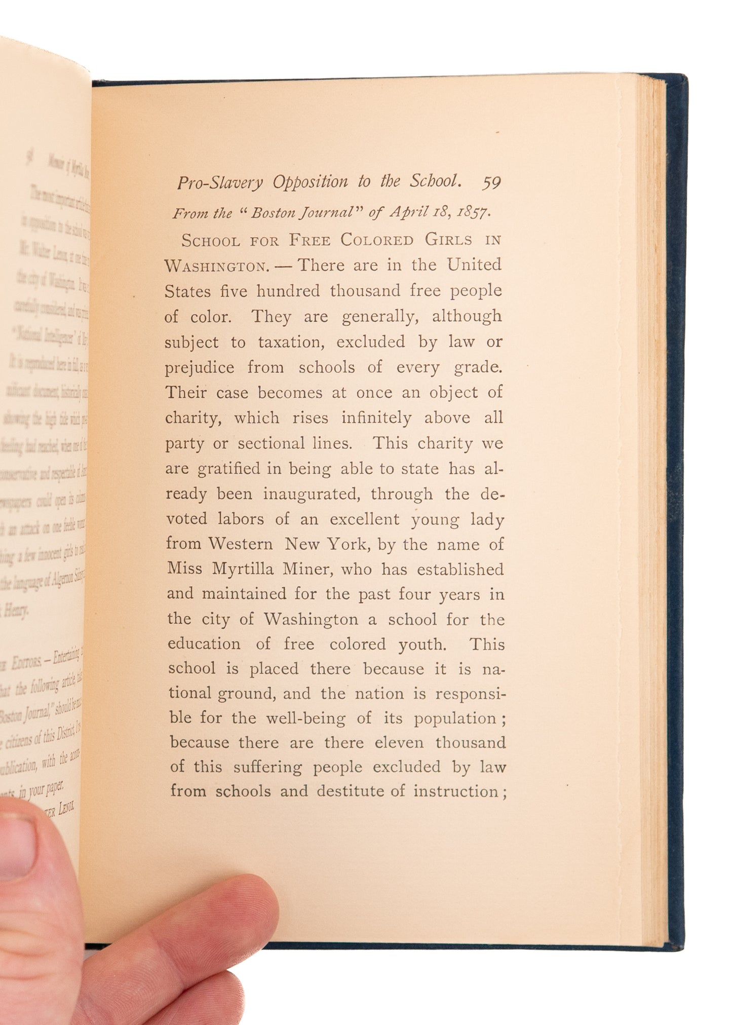 1885 MYRTILLA MINER. Memoir of a Pioneer Educator of Freed Black Slaves, Abolitionist, &c.