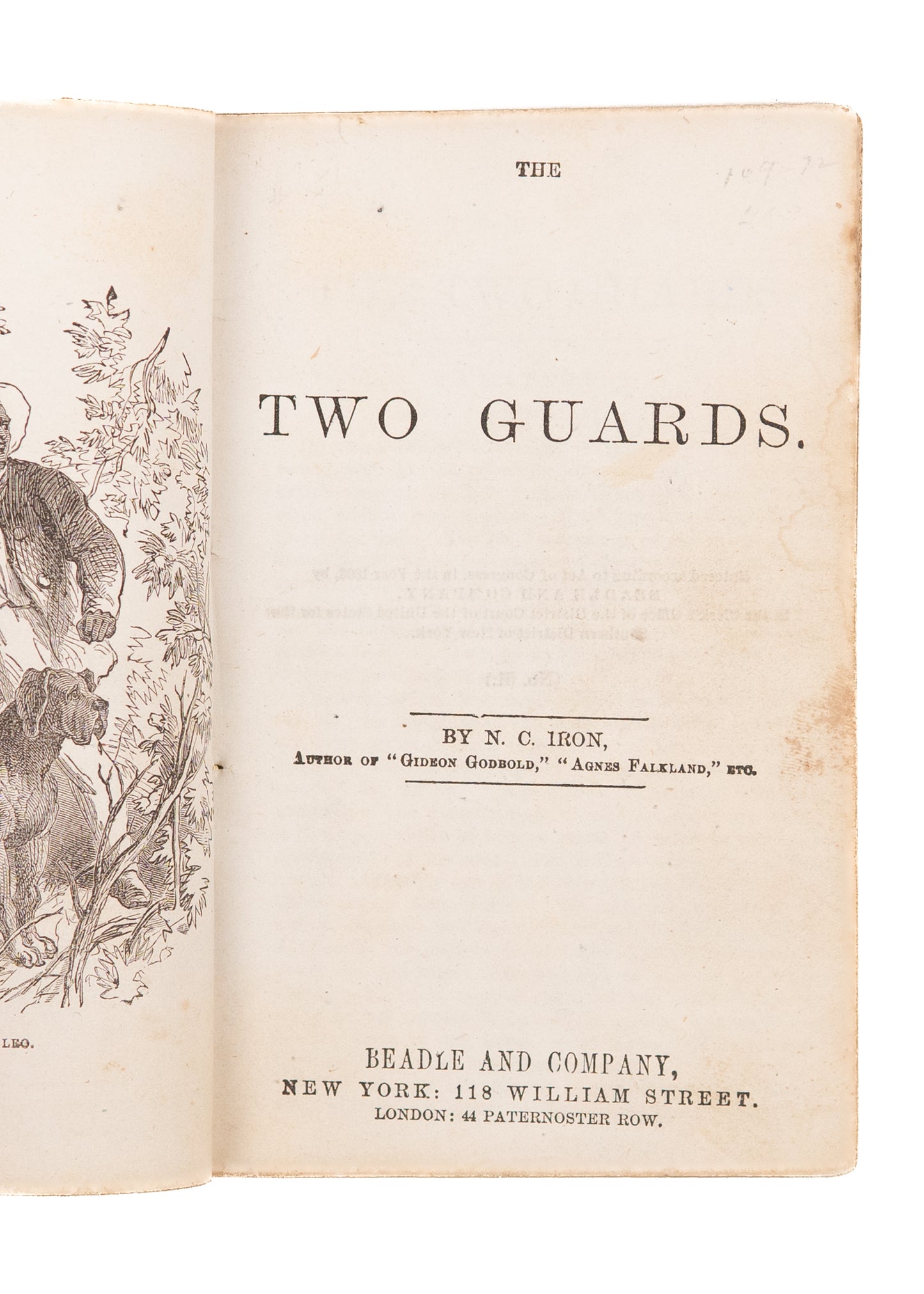 1863 N. C. IRON. The Two Gaurds. Dime Novel Tale of Fugitive Slave from New Orleans to Illinois.