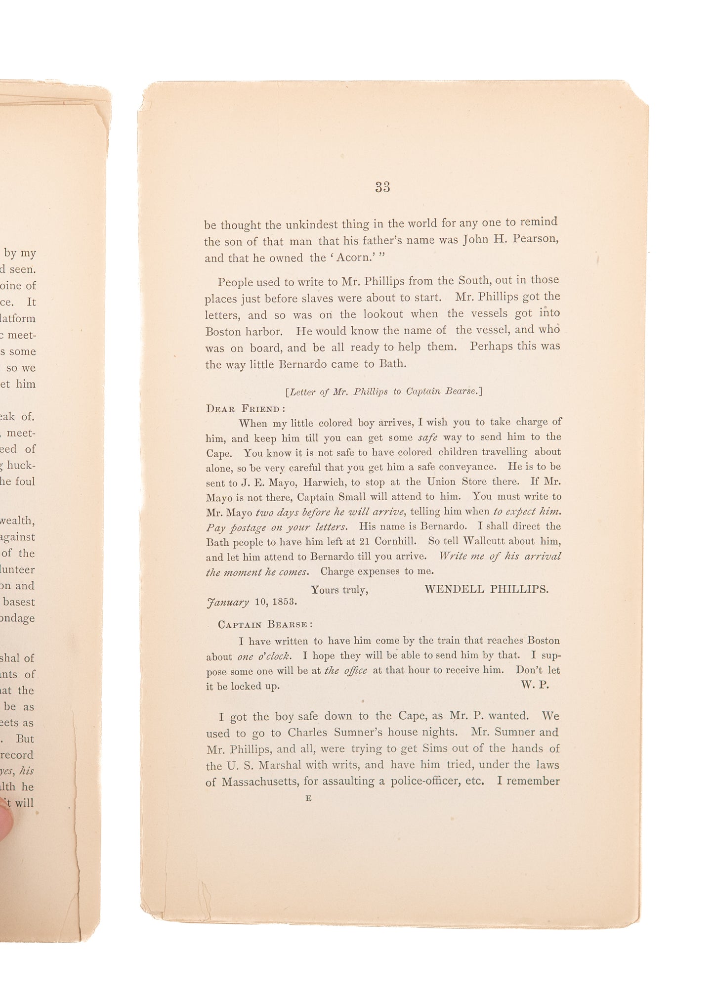 1880 AUSTIN BEARSE. Rare Autobiography of the Sea Captain of Underground Railroad.