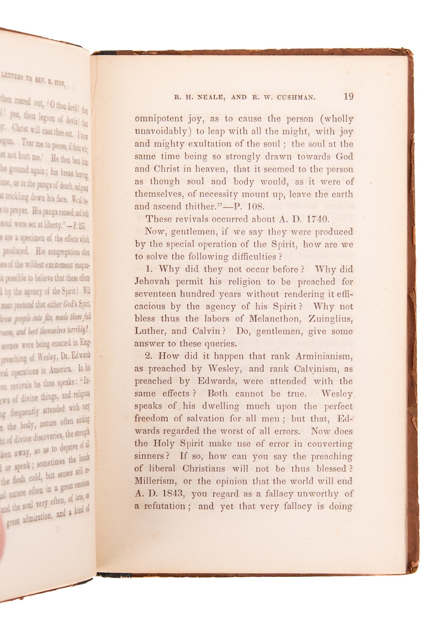 1842 KNAPP REVIVAL. Letters on the Knapp Excitement and Other Modern Revivals - Charles G. Finney, &c,