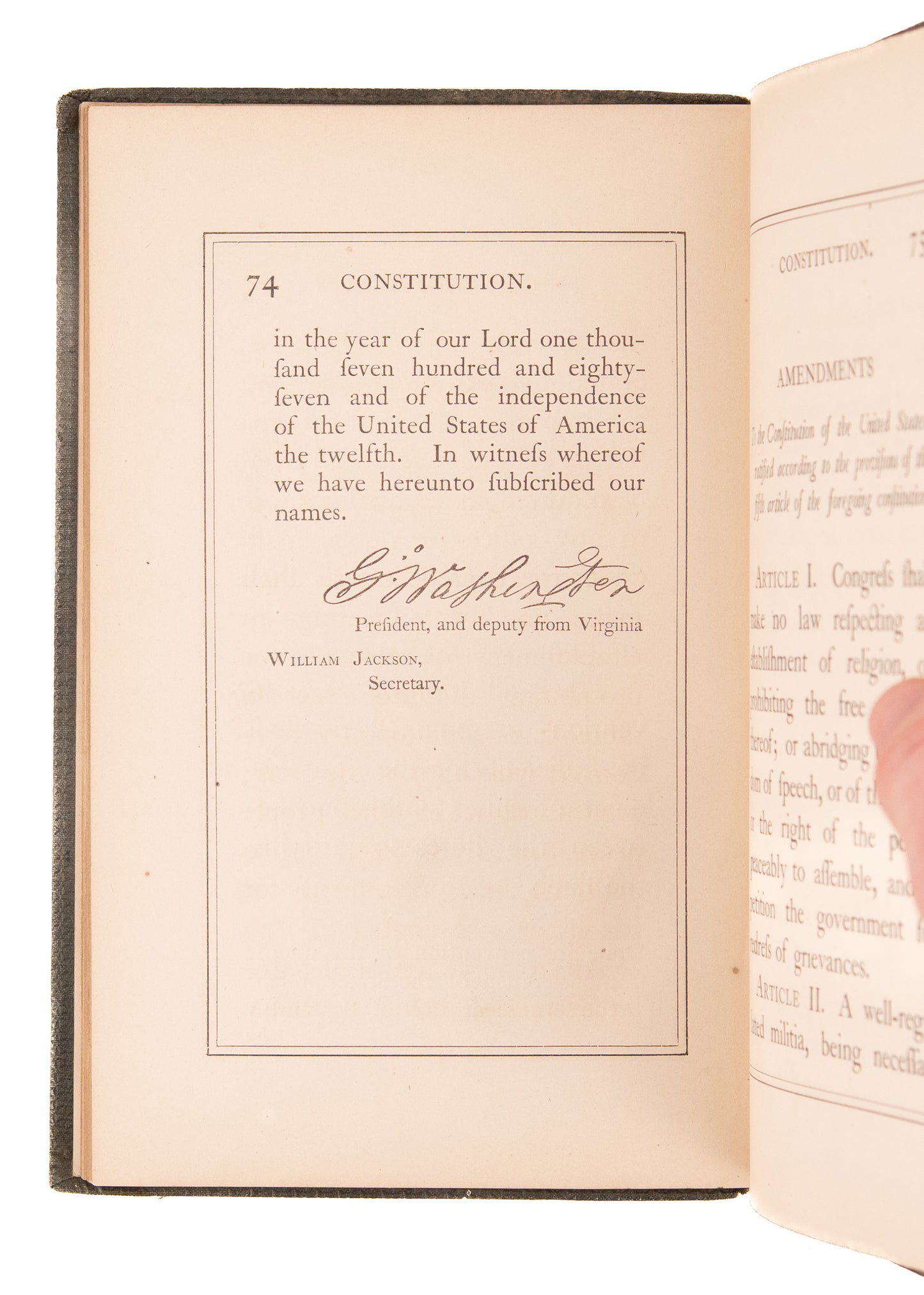 1864 THIRTEENTH AMENDMENT. The Final Book-Form Appearance of the Constitution w/Out Thirteen Amendment