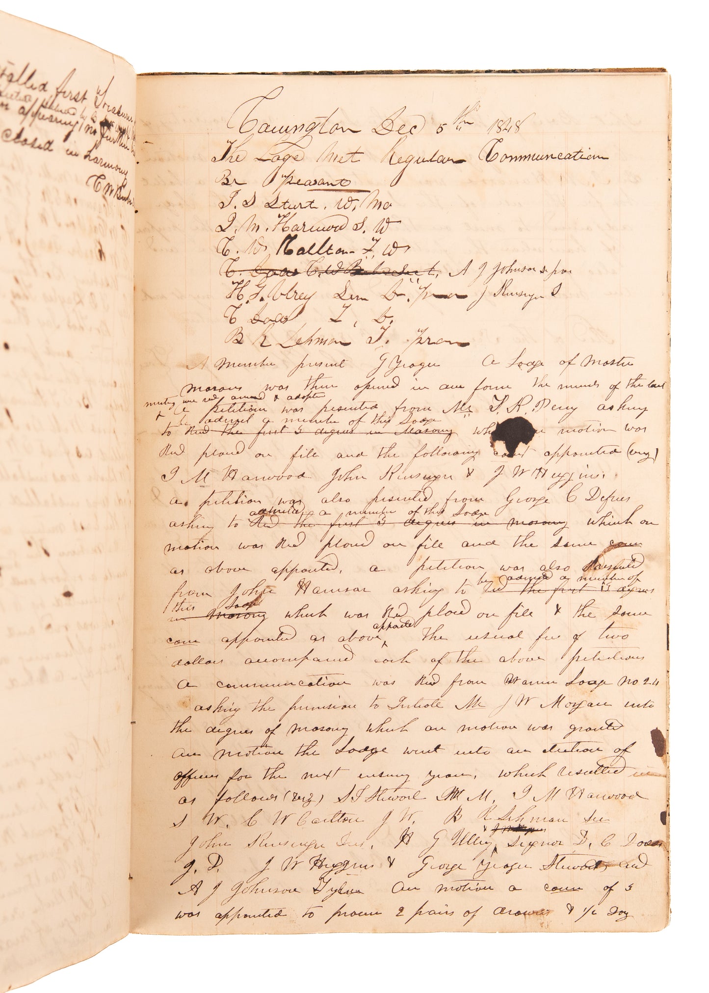 1847-1853 OHIO FREEMASONRY. Superb Masonic Journal with Detailed Meeting Notes, Discipline, Controversies, &c.
