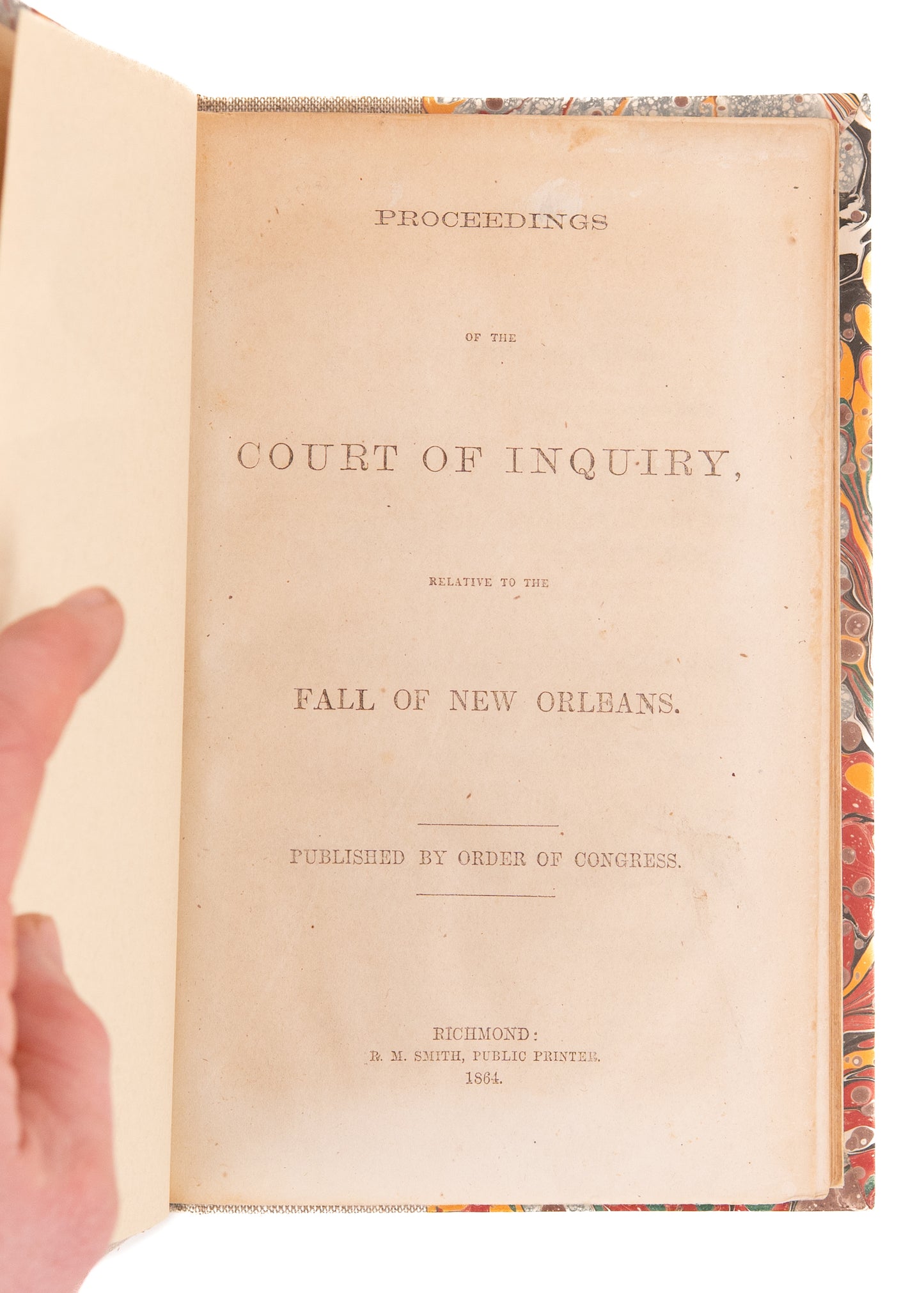 1864 CONFEDERATE IMPRINT. The Fall of New Orleans - A Court of Inquiry - Jefferson Davis Intro.