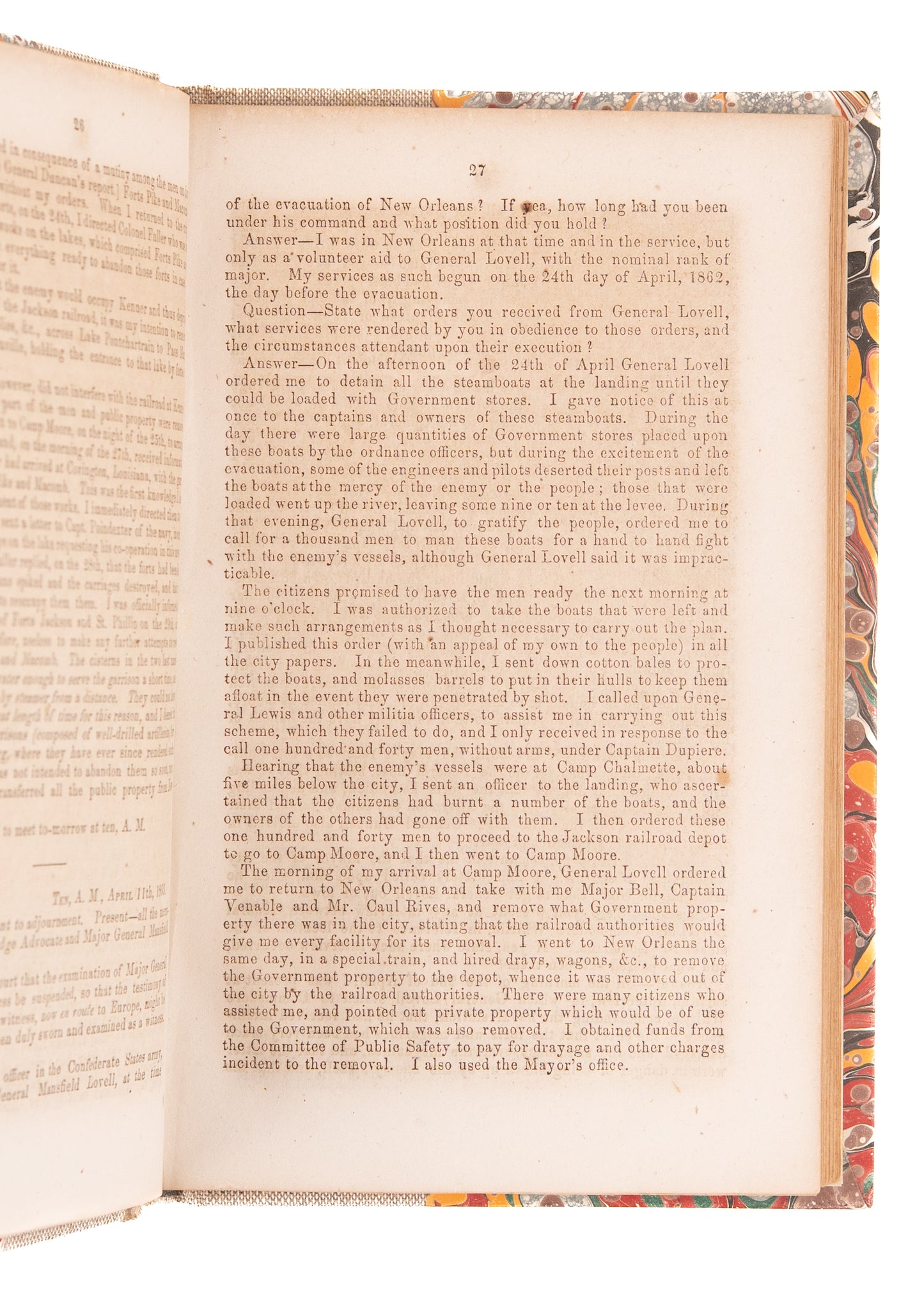 1864 CONFEDERATE IMPRINT. The Fall of New Orleans - A Court of Inquiry - Jefferson Davis Intro.