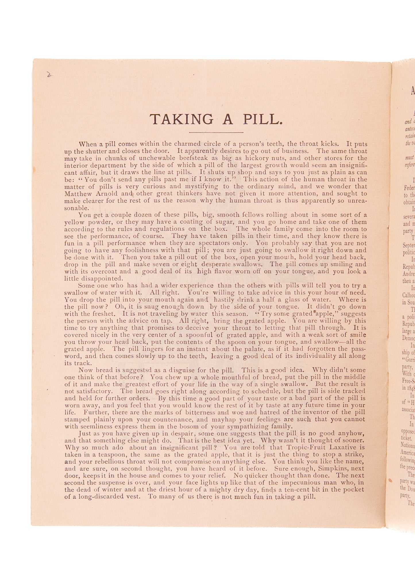 1886 ANTI-CONSTIPATION ALMANAC. Quit Pill-Popping and Start Drip Dropping to Aid Your . . .