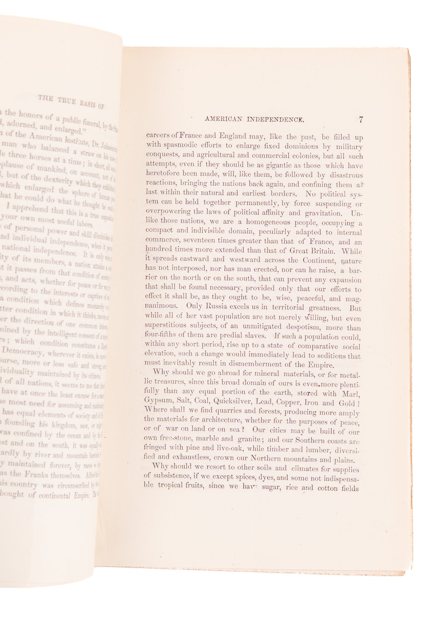 1853 WILLIAM H. SEWARD. True Basis of American Independence. Signed - Abraham Lincoln's Secretary of State