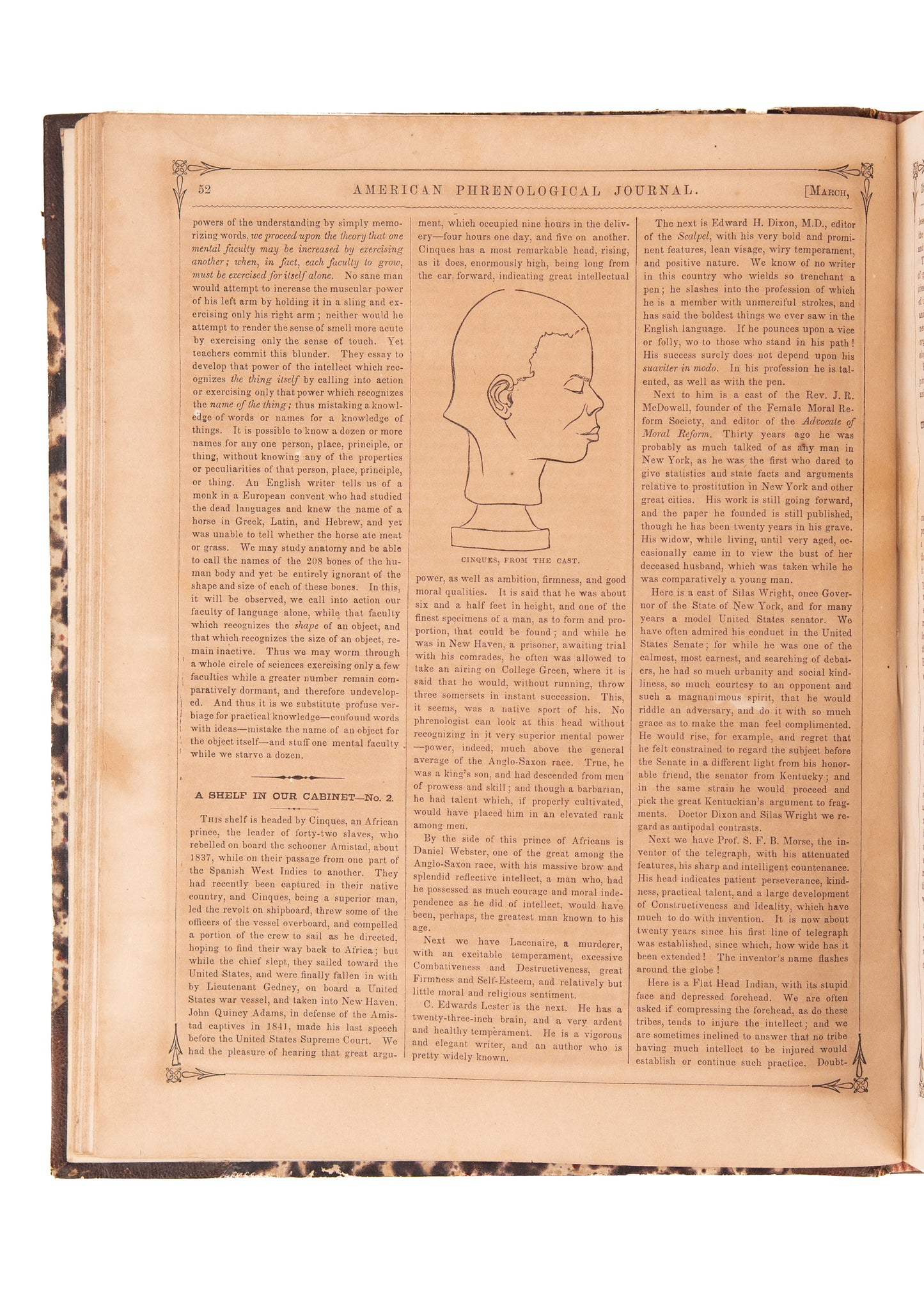 1862 PHRENOLOGY & AMISTAD. Full Civil War Year of Phrenological Journal - Cinque of Amistad - Generals &c.