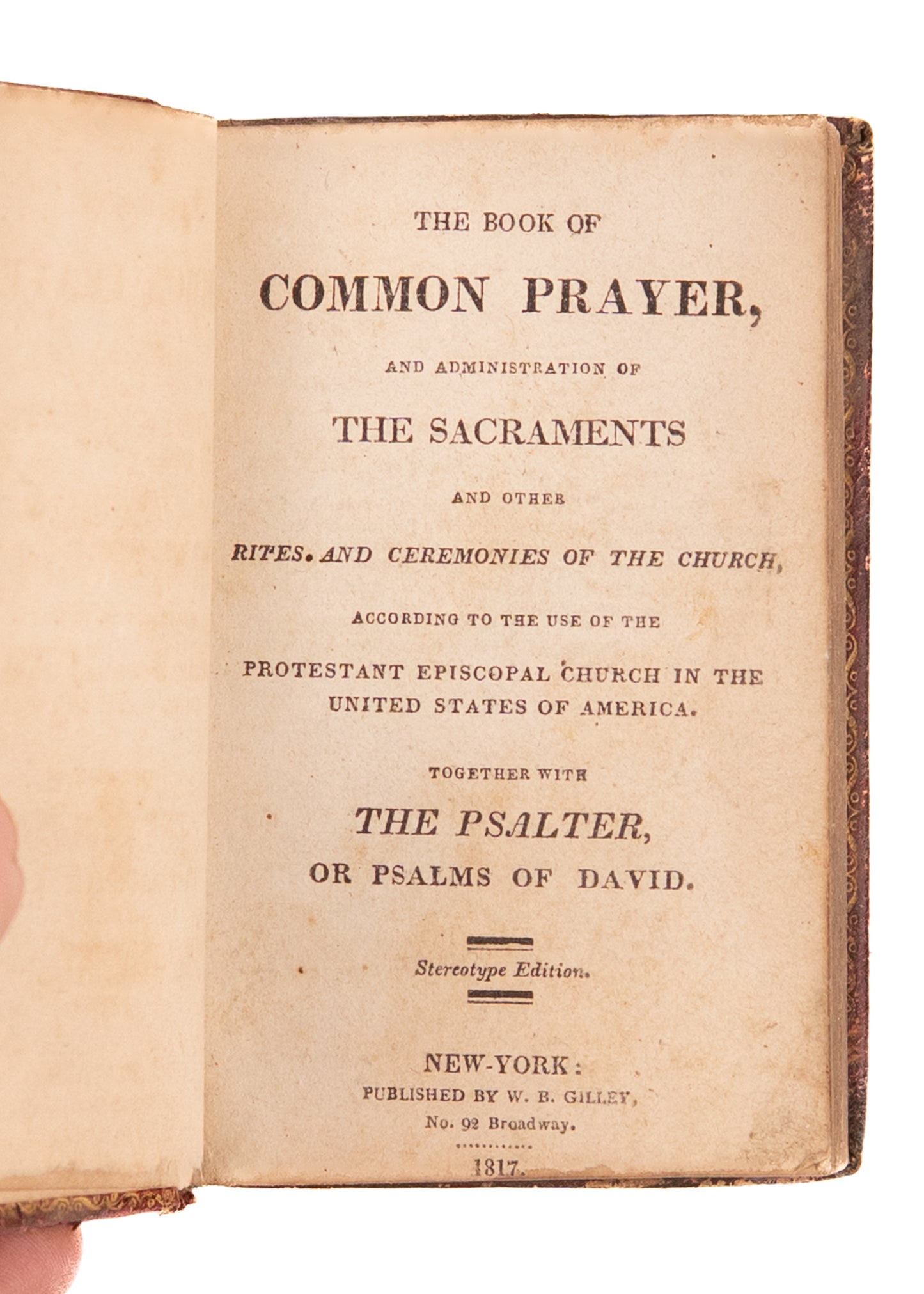 1817 COMMON PRAYER & PSALMS. Fine Early 19th Century in Red Straight Grain Leather.