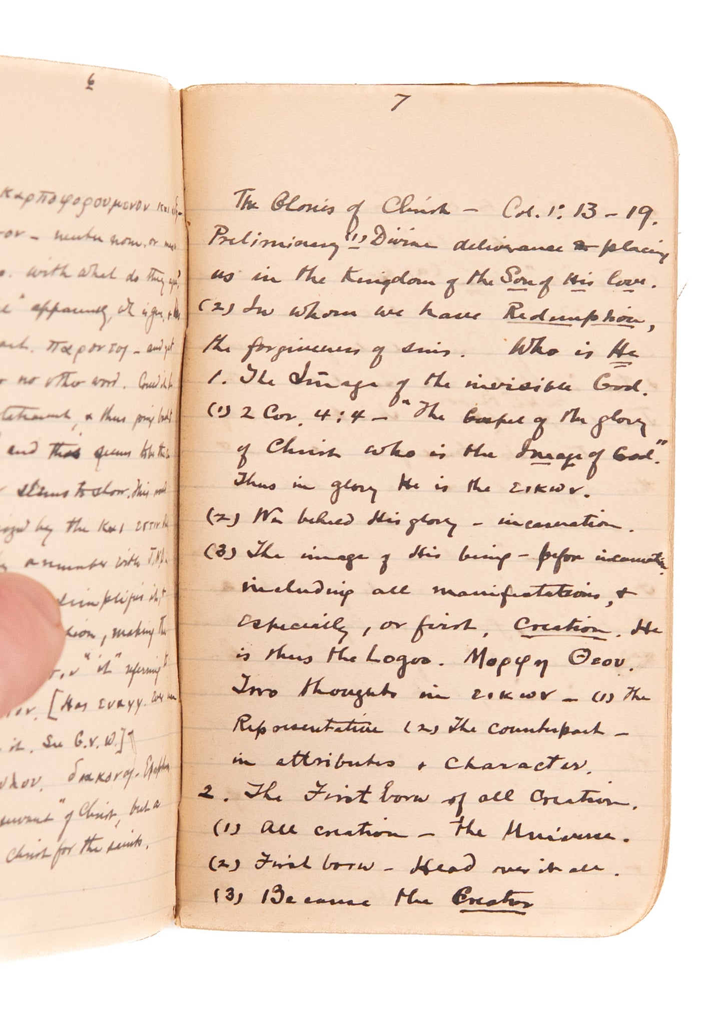 1921 SAMUEL RIDOUT. 114pp Unpublished MSs. Notes on Colossians, New Covenant, Key Words in Greek, &c.