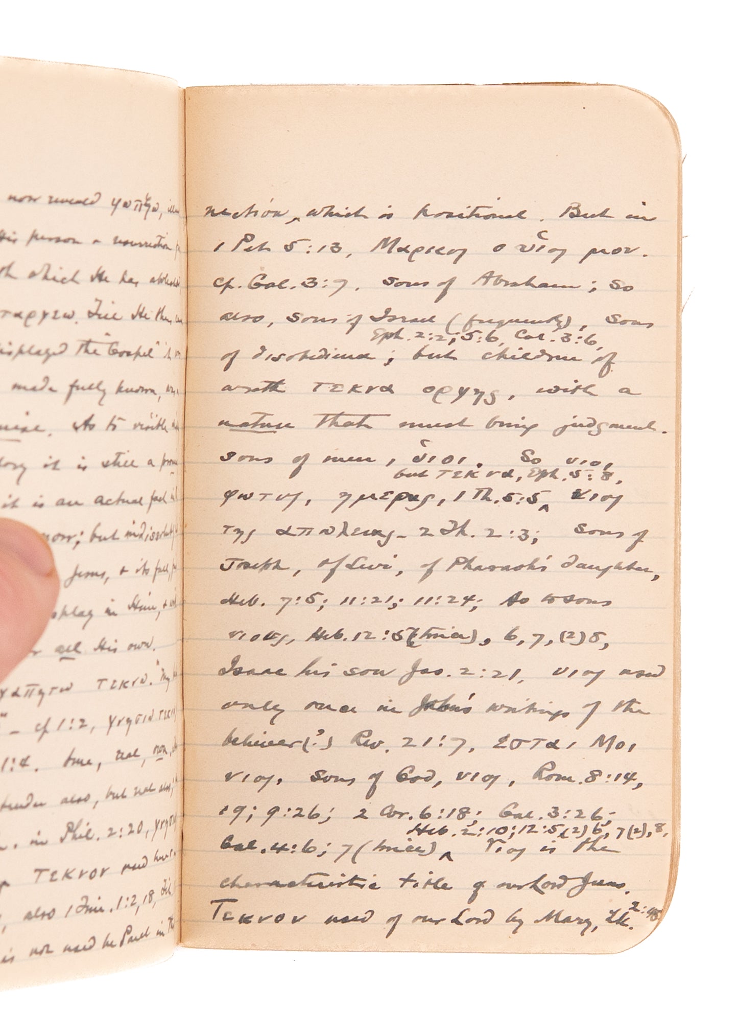 1921 SAMUEL RIDOUT. 114pp Unpublished MSs. Notes on Colossians, New Covenant, Key Words in Greek, &c.