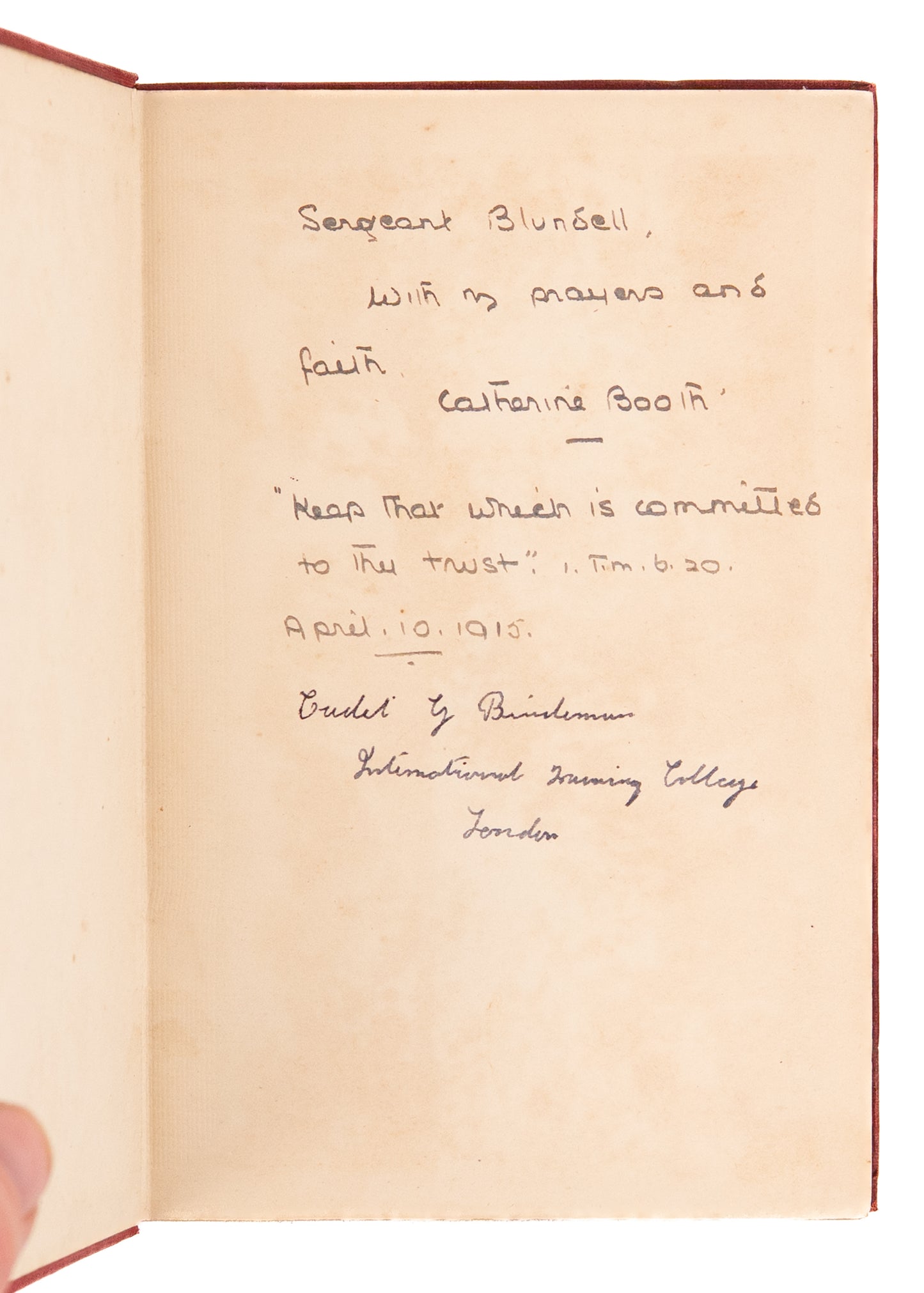 1915 SALVATION ARMY. Bible Battle-Axes - Signed and Gifted by Catherine Booth.