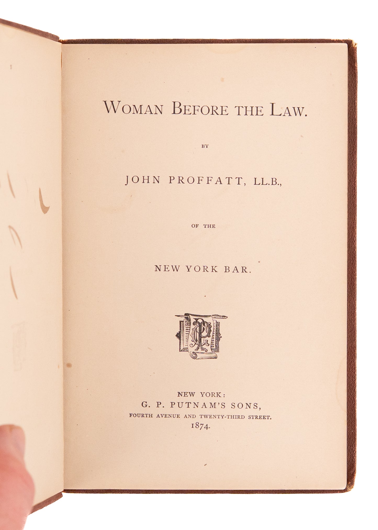 1874 WOMEN'S RIGHTS. Foundational Text on the Legal Status of Women before the Law by John Proffatt