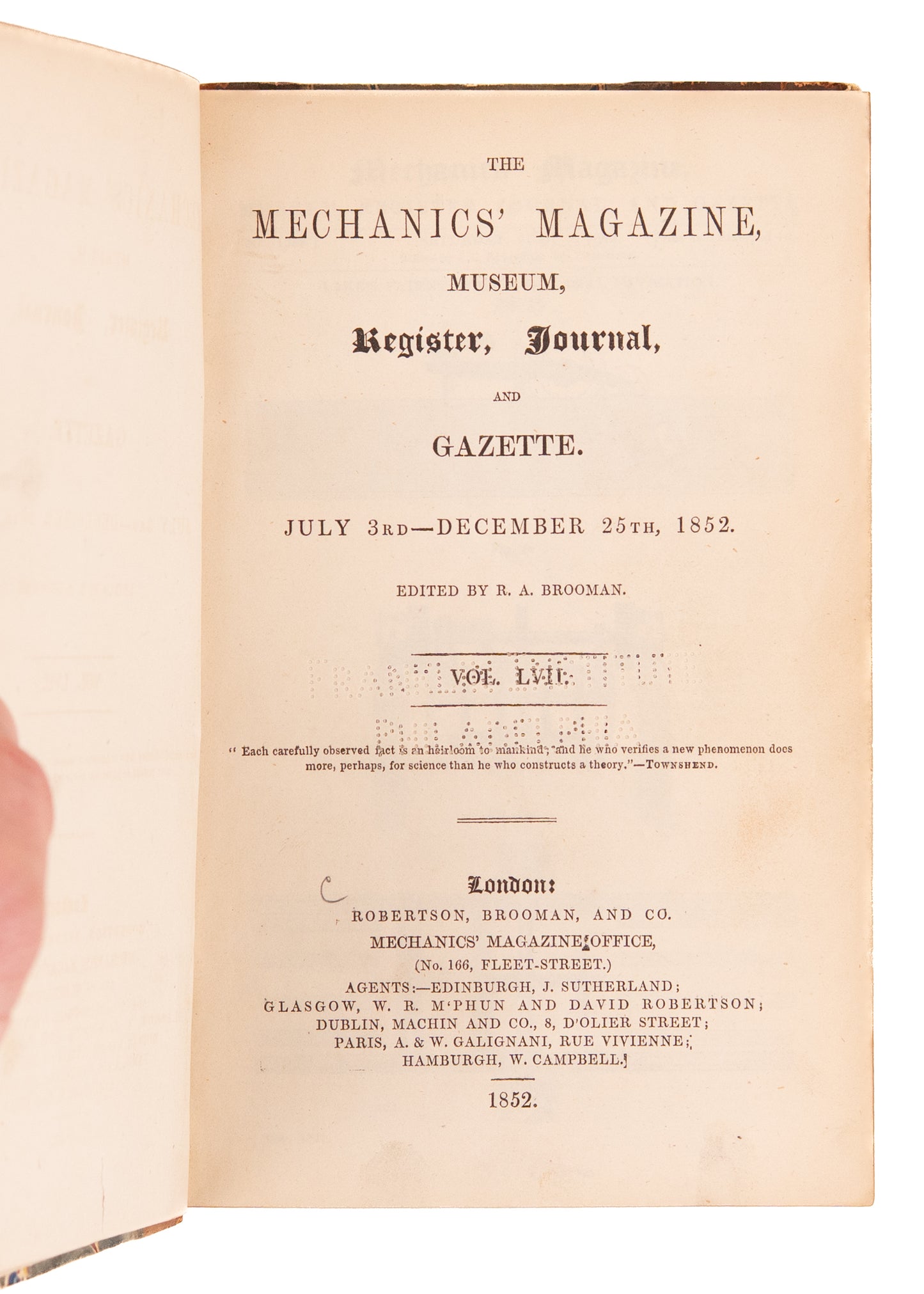 1852 THE MECHANICS MAGAZINE. Gatling Gun, Patent Law, Flying Machines, Lighthouses, Patent Law, &c.