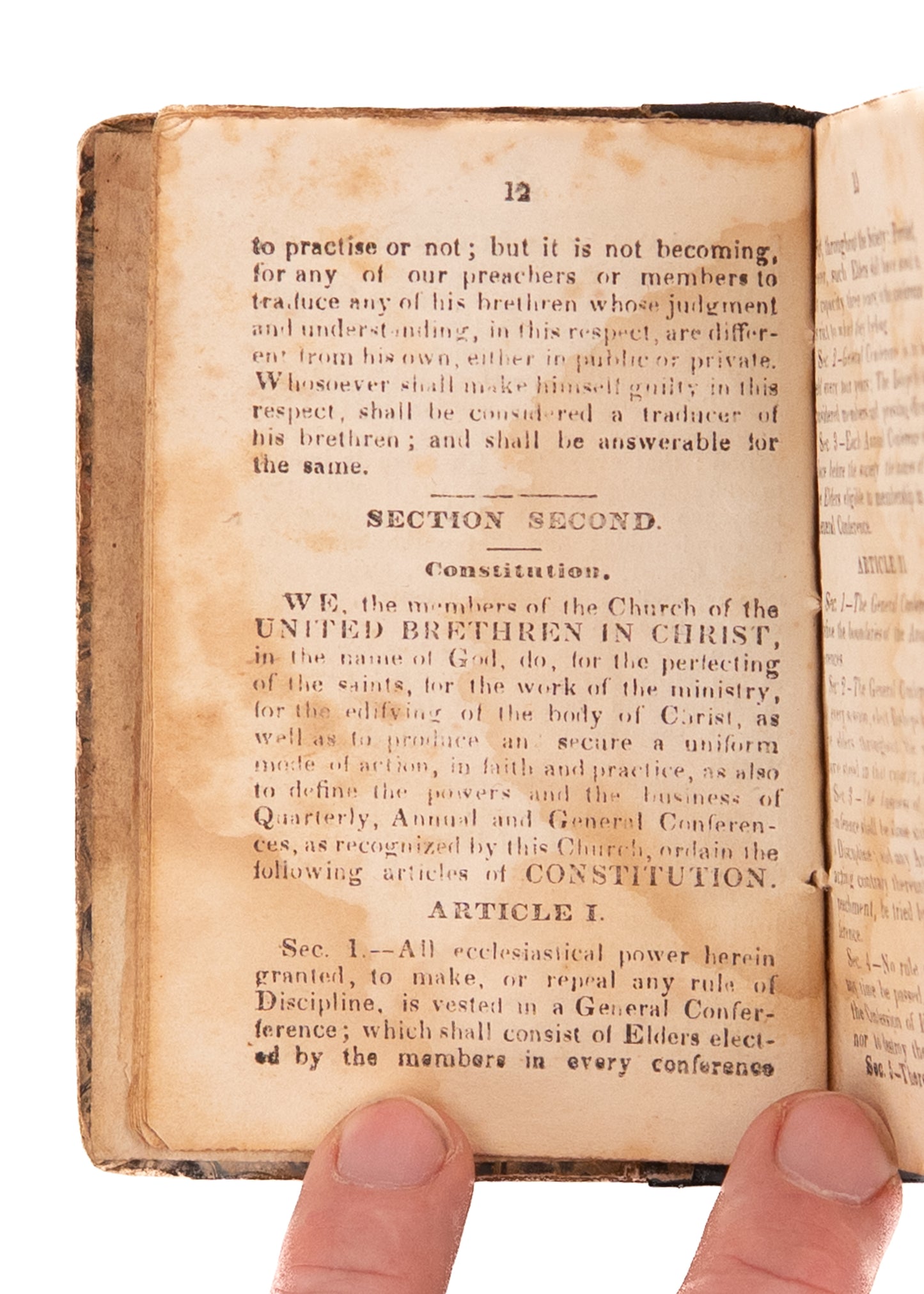1841 UNITED BRETHREN IN CHRIST. First Edition of Constitution and Discipline - Pietist & Revivalist.