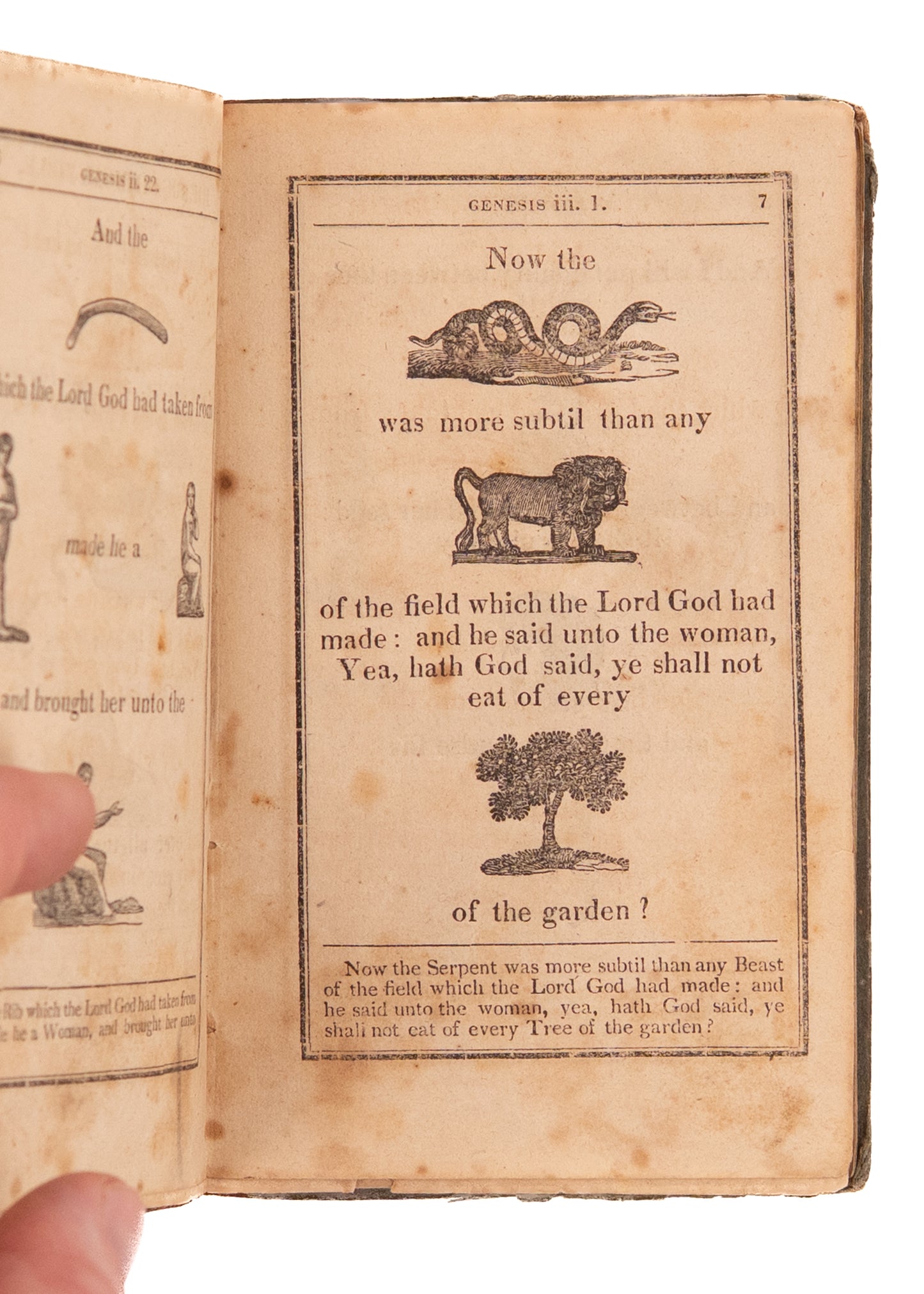 1818 HIEROGLYPHICAL BIBLE. Superb Woodcut American Edition of Bible for the Young.