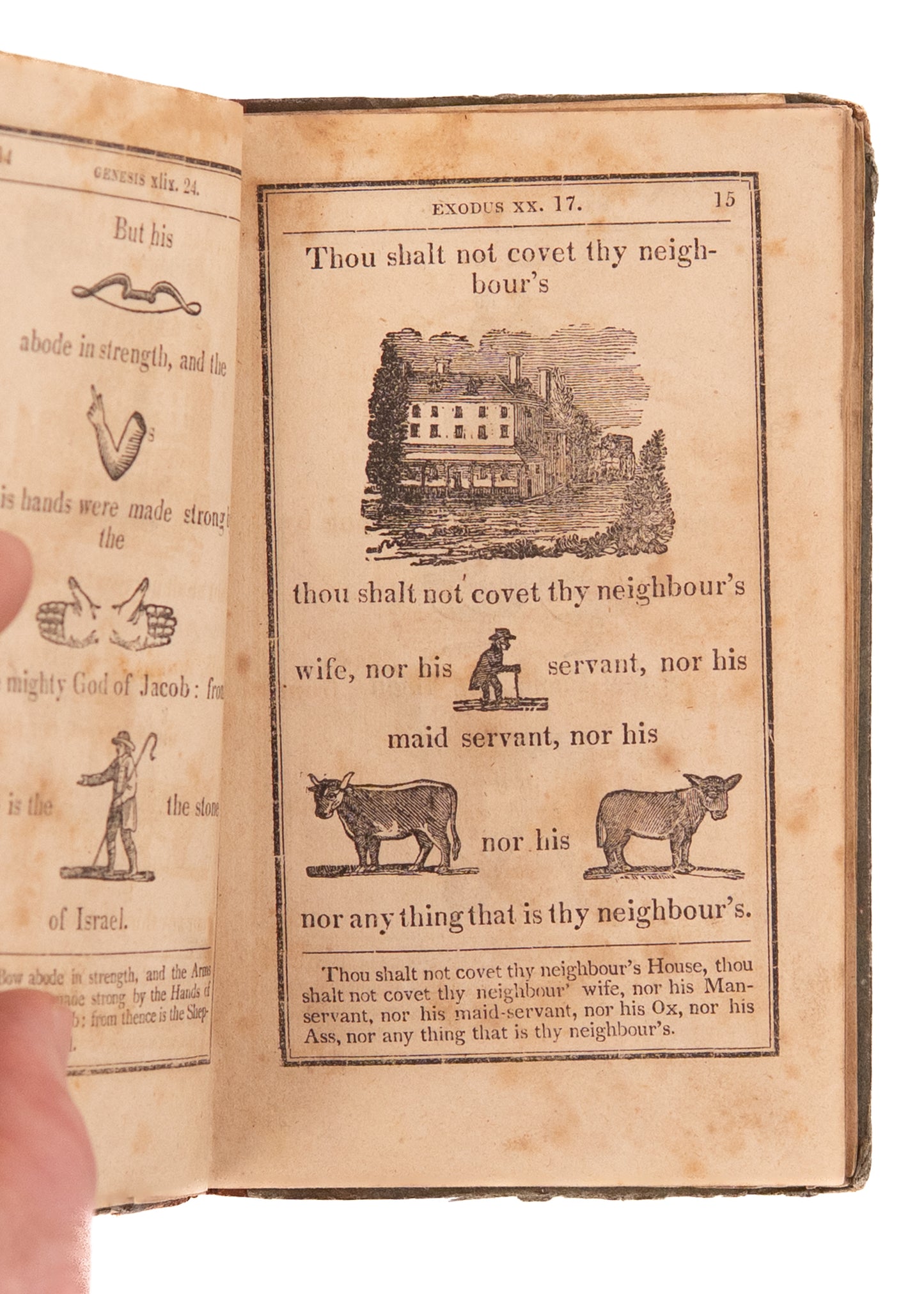 1818 HIEROGLYPHICAL BIBLE. Superb Woodcut American Edition of Bible for the Young.