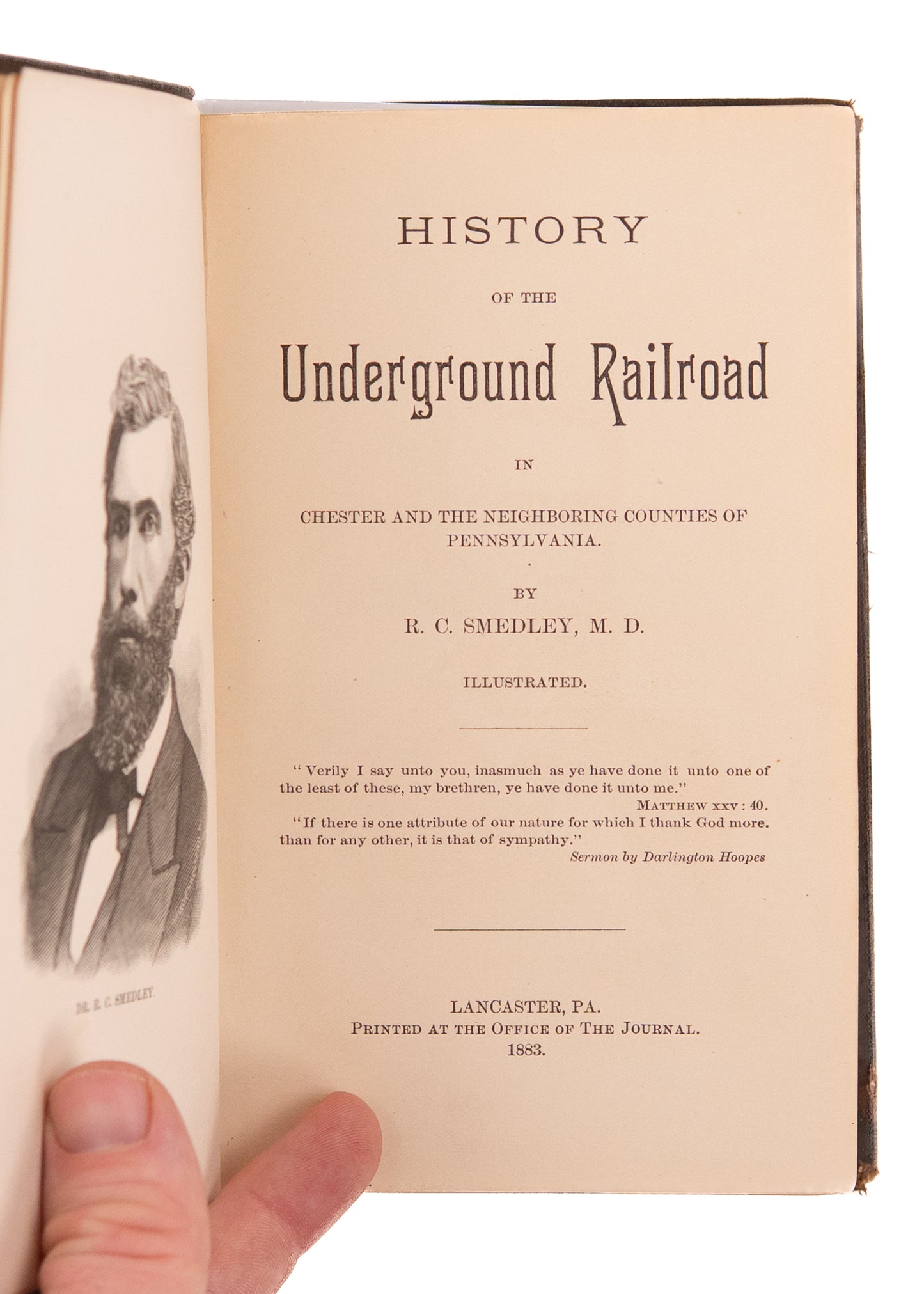 1883 UNDERGROUND RAILROAD. R. C. Smedley's History of "Contraband" Smuggling in New England.