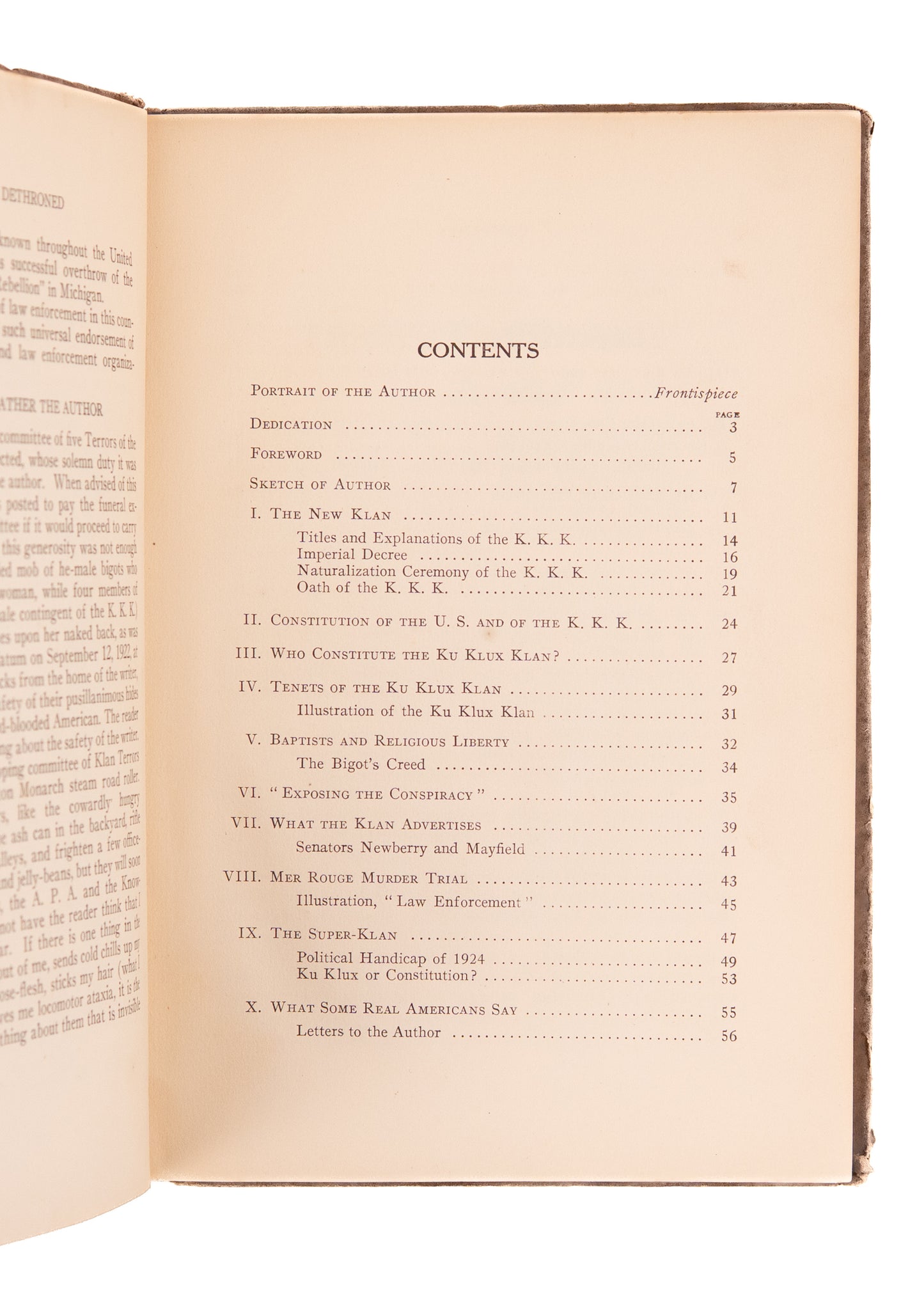 1923 KU KLUX KLAN. Liberty Dethroned. An Indictment of the Ku Klux Klan, its Mob Violence and Publications.