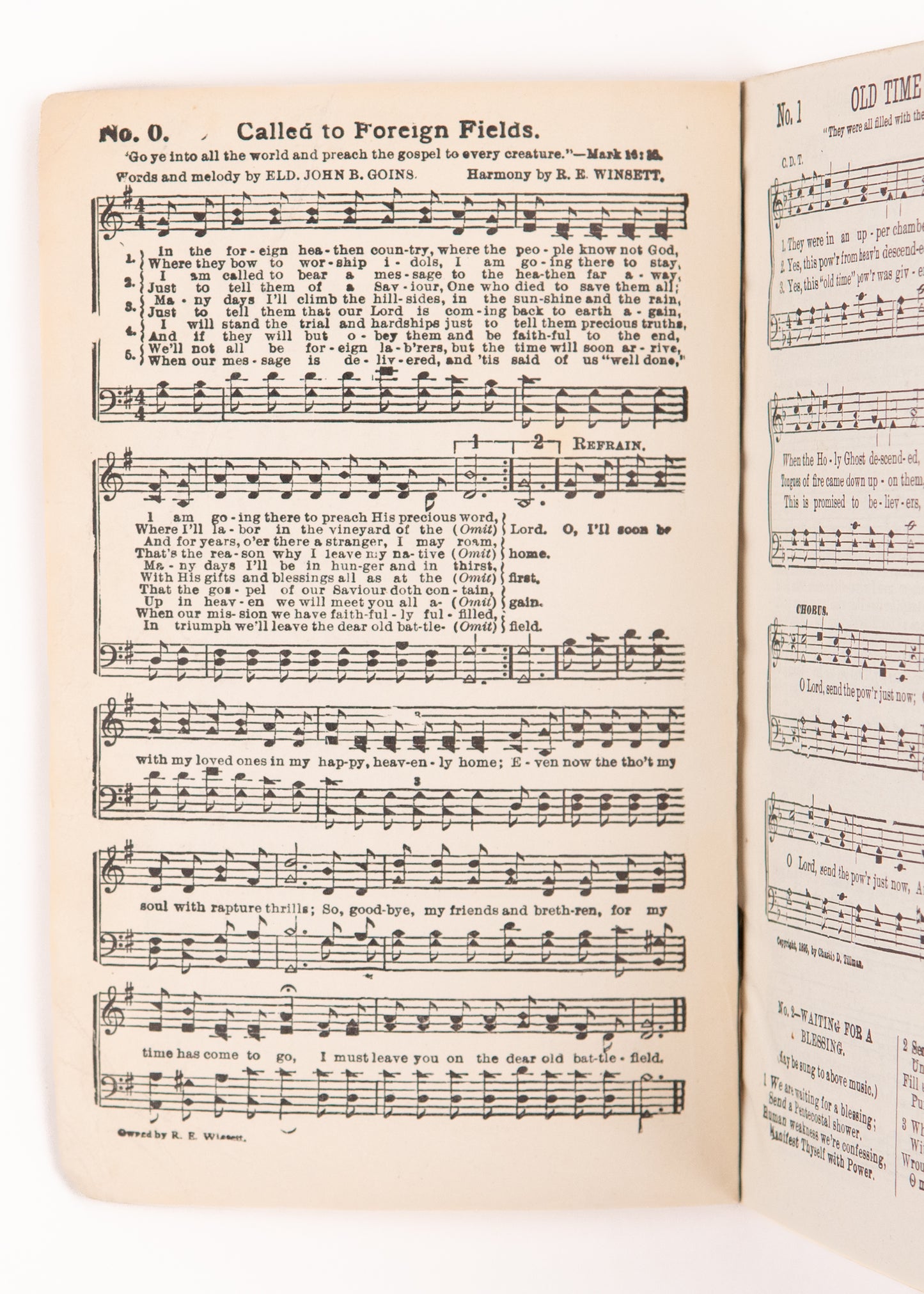 1908 R.E. WINSETT [ed.]. Azusa Street - The First Pentecostal Hymnal Issued.