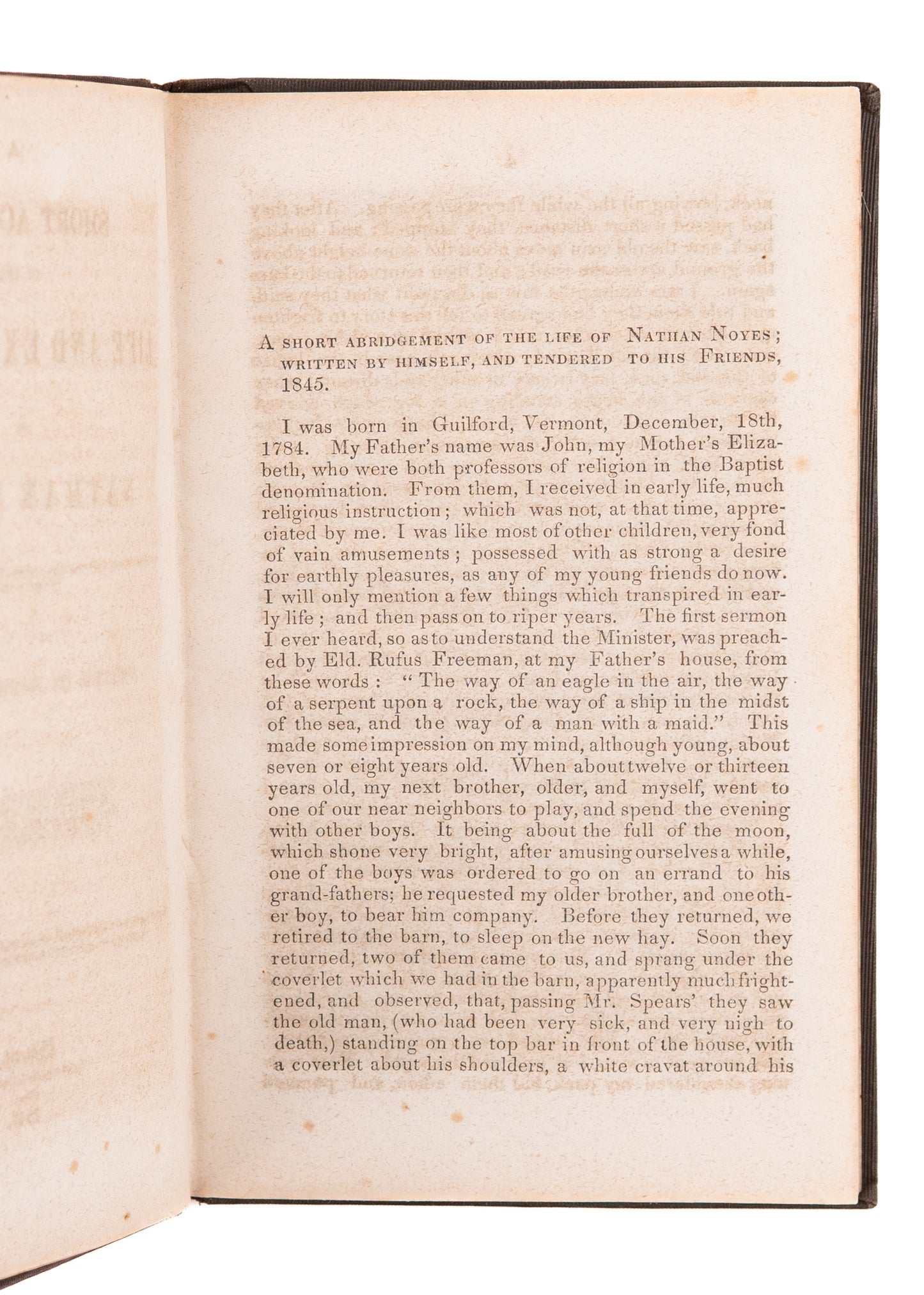 1847 NATHAN NOYES. Life and Experience of Nathan Noyes. Baptist Pioneer in Detroit - Slavery &c.