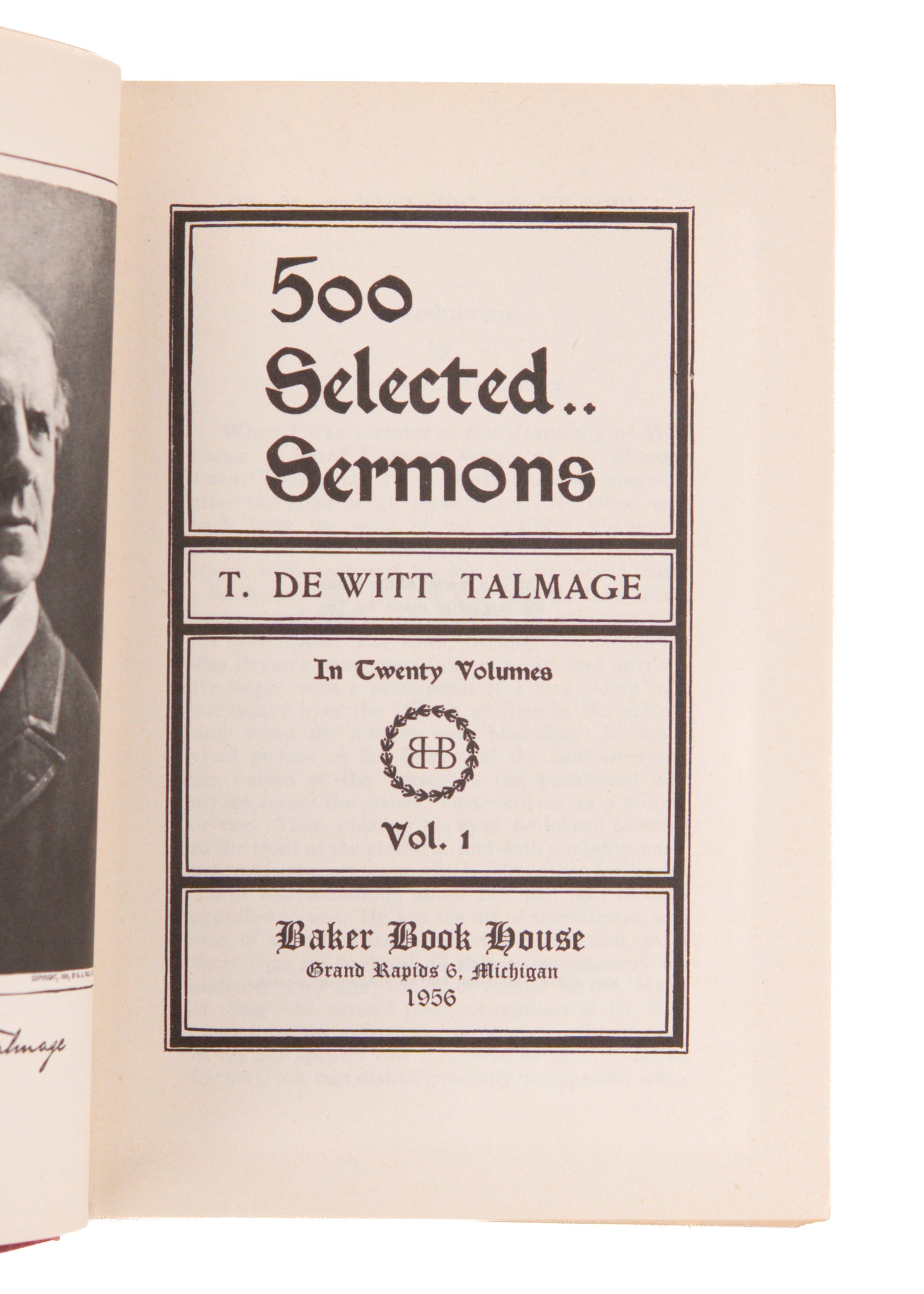 1957 T. DE WITT TALMAGE. 500 Selected Sermons - 20 Double Volumes in the Best Edition.