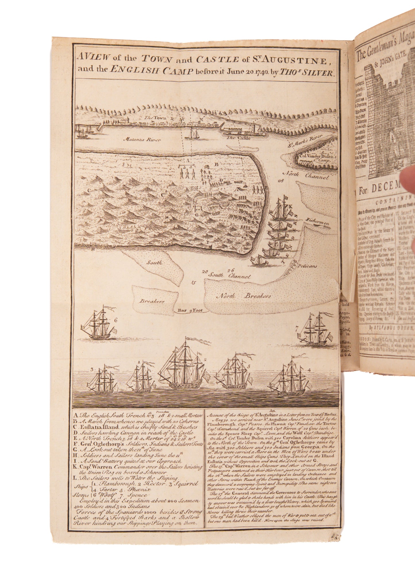 1740 GENTLEMAN'S MAGAZINE. Slave Insurrection in South Carolina - Early Florida and Cuba Maps