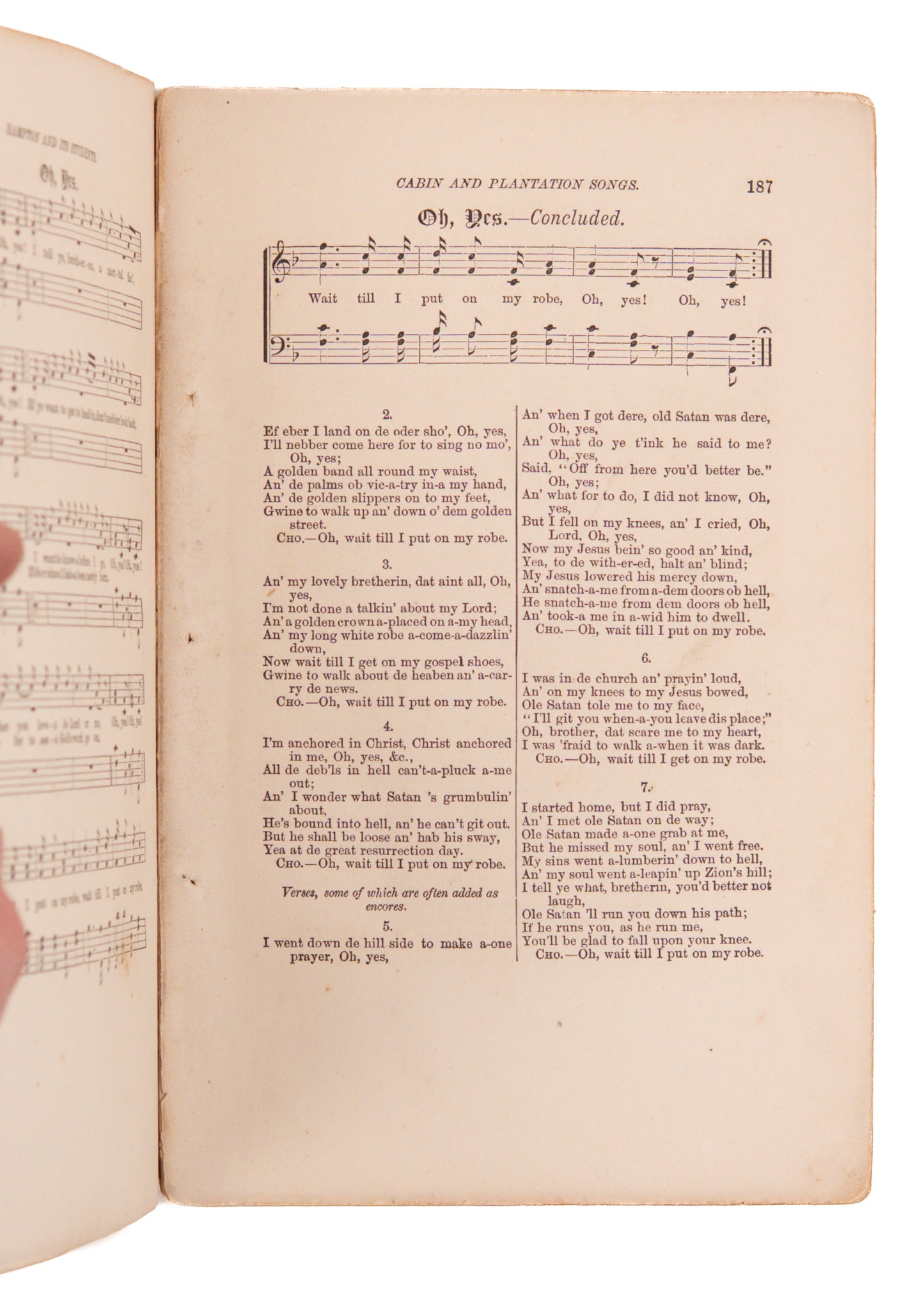 1877 SLAVERY SONGS. Cabin and Plantation Songs as Sung by Formerly Enslaved Persons.