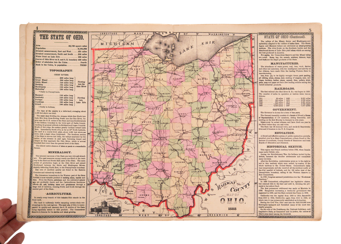 1888 OHIO ATLAS. Bridgman's Atlas of the State of Ohio. Exceptionally Scarce.