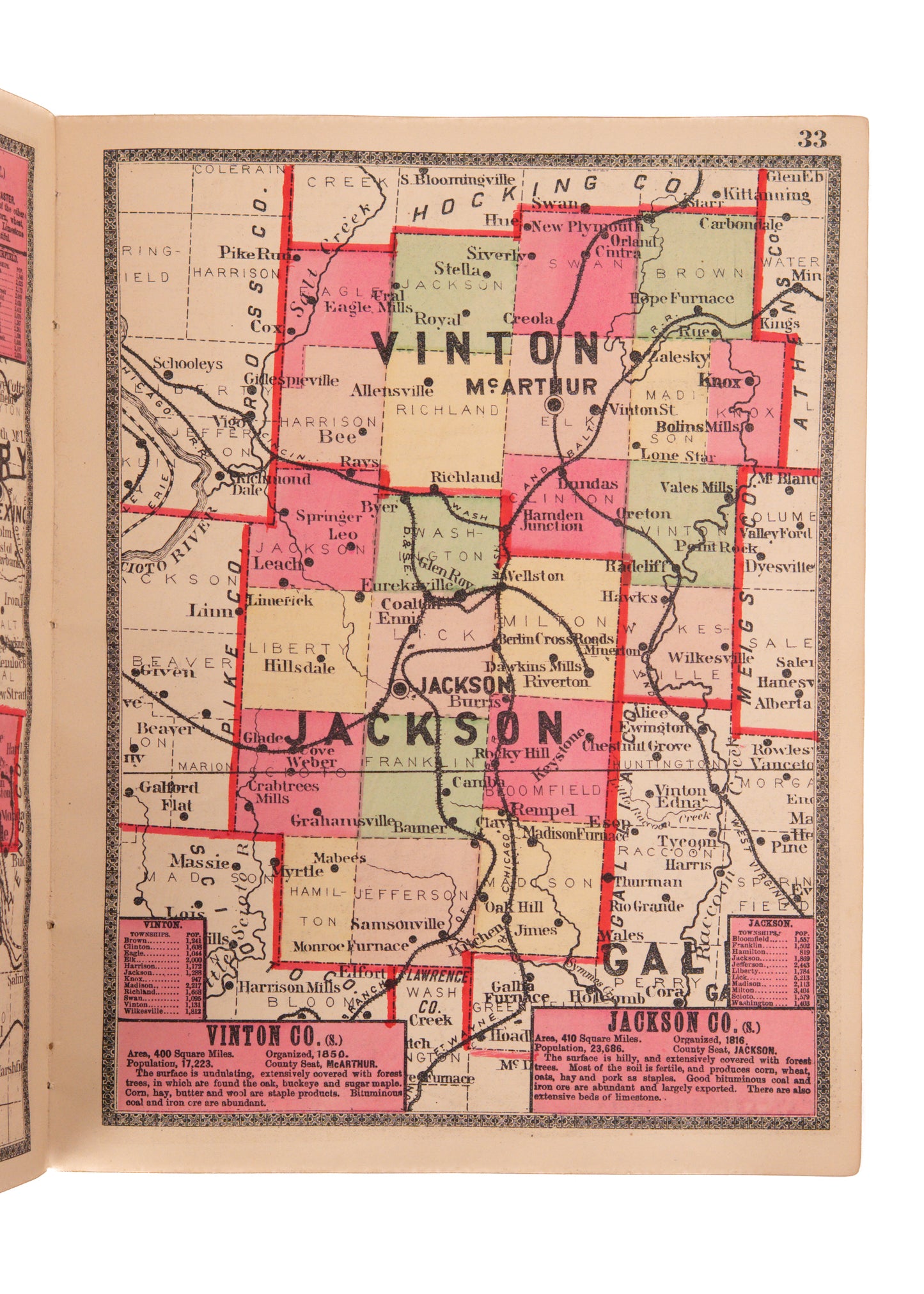 1888 OHIO ATLAS. Bridgman's Atlas of the State of Ohio. Exceptionally Scarce.