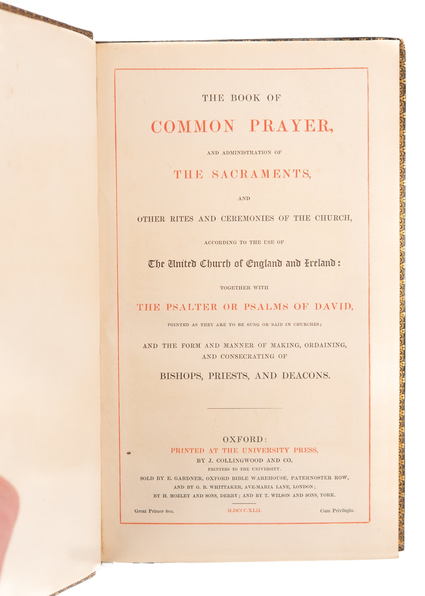 1842 THE HOLY BIBLE & BOOK OF COMMON PRAYER. Gift to Sculptor John Gott. Fine Bindings.