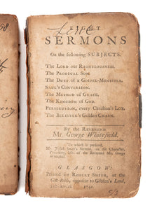 1741 GEORGE WHITEFIELD. Rare First Edition of Sermons Preached During Cambuslang Revival of 1741.