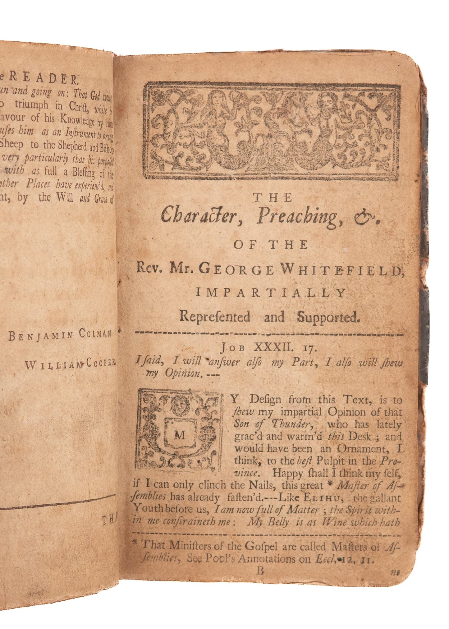 1741 GEORGE WHITEFIELD. Rare First Edition of Sermons Preached During Cambuslang Revival of 1741.