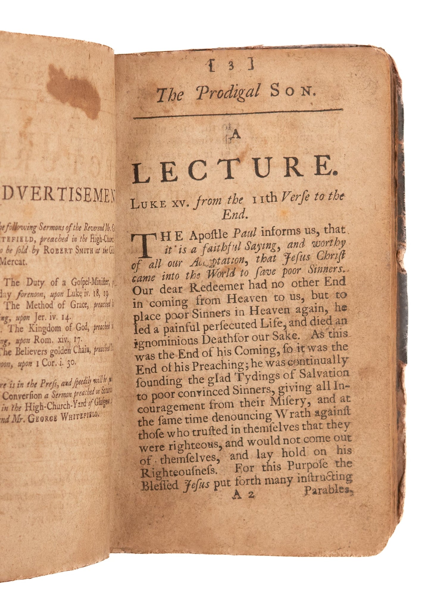 1741 GEORGE WHITEFIELD. Rare First Edition of Sermons Preached During Cambuslang Revival of 1741.