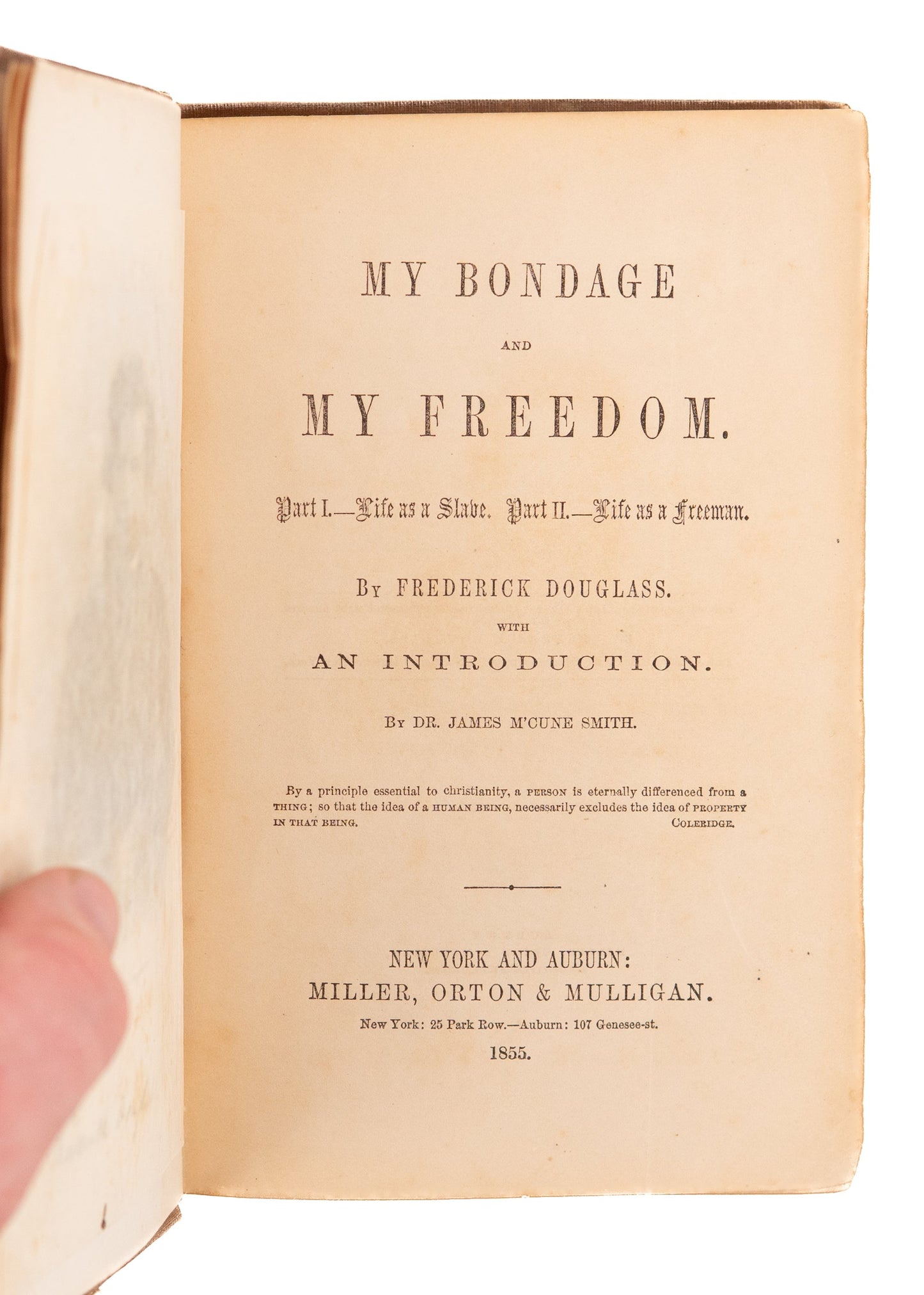 1855 FREDERICK DOUGLASS. My Bondage and My Freedom with 12 Years a Slave Association