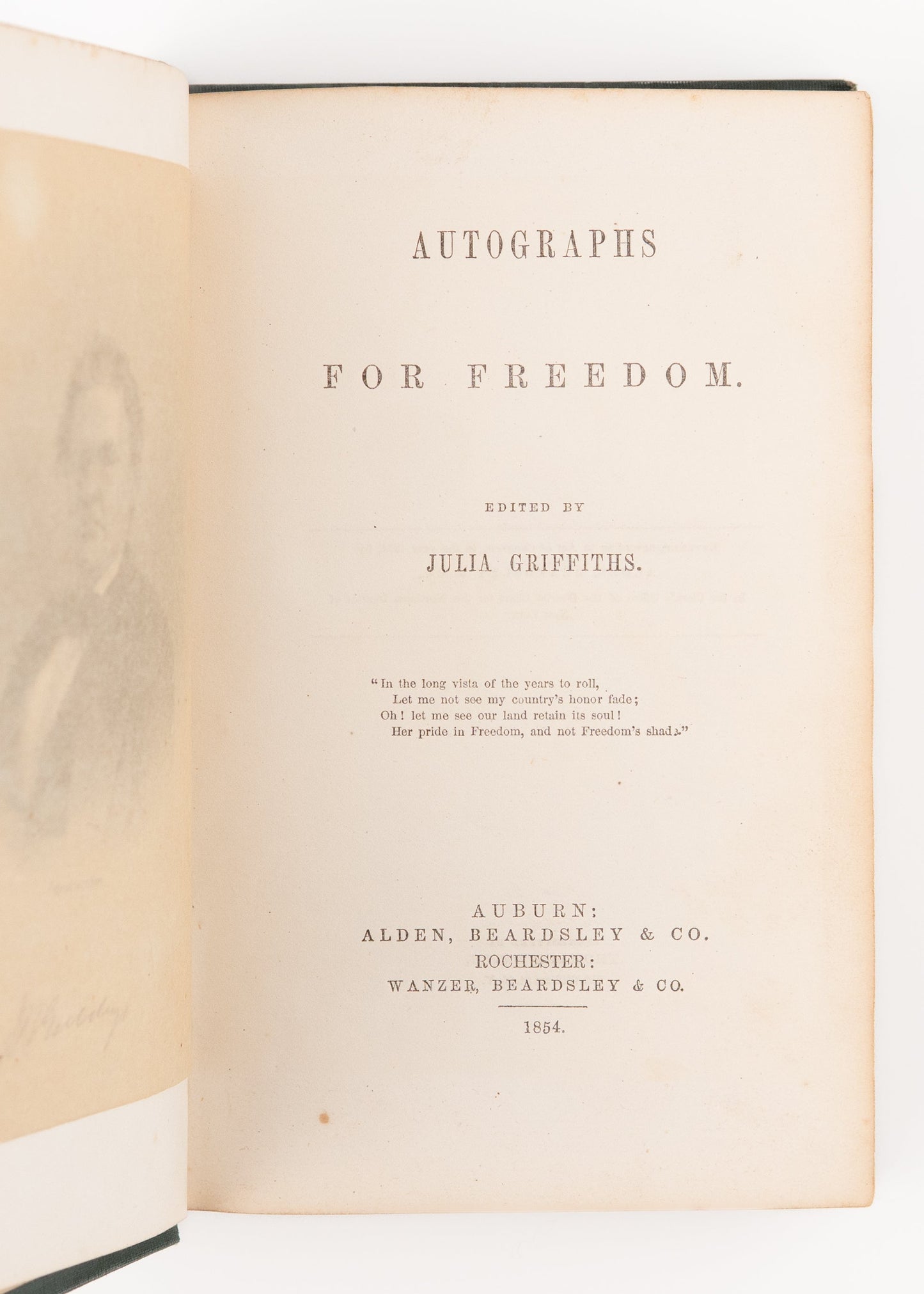 1854 FREDERICK DOUGLASS / SLAVERY. First Edition of Autographs For Freedom. Anti-Slavery Society.