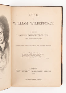 1868 WILLIAM WILBERFORCE. Life of William Wilberforce in Attractive Half-Morocco Binding.