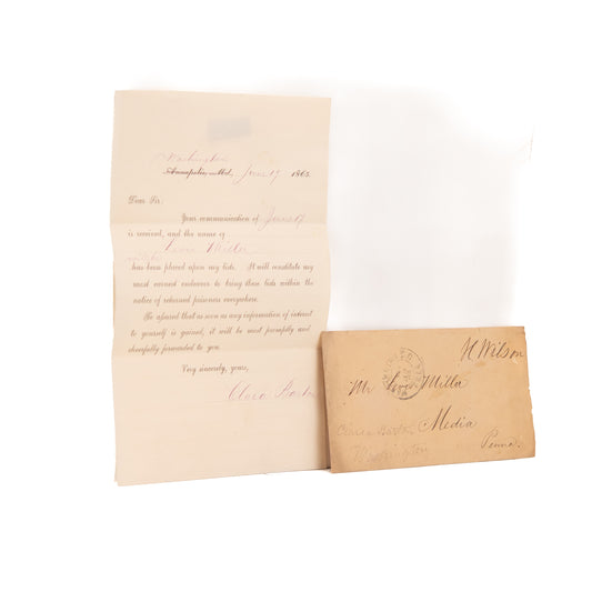 1865 CLARA BARTON. Superb Autograph Letter as Head of Office of Missing Soldiers of the Union Army.