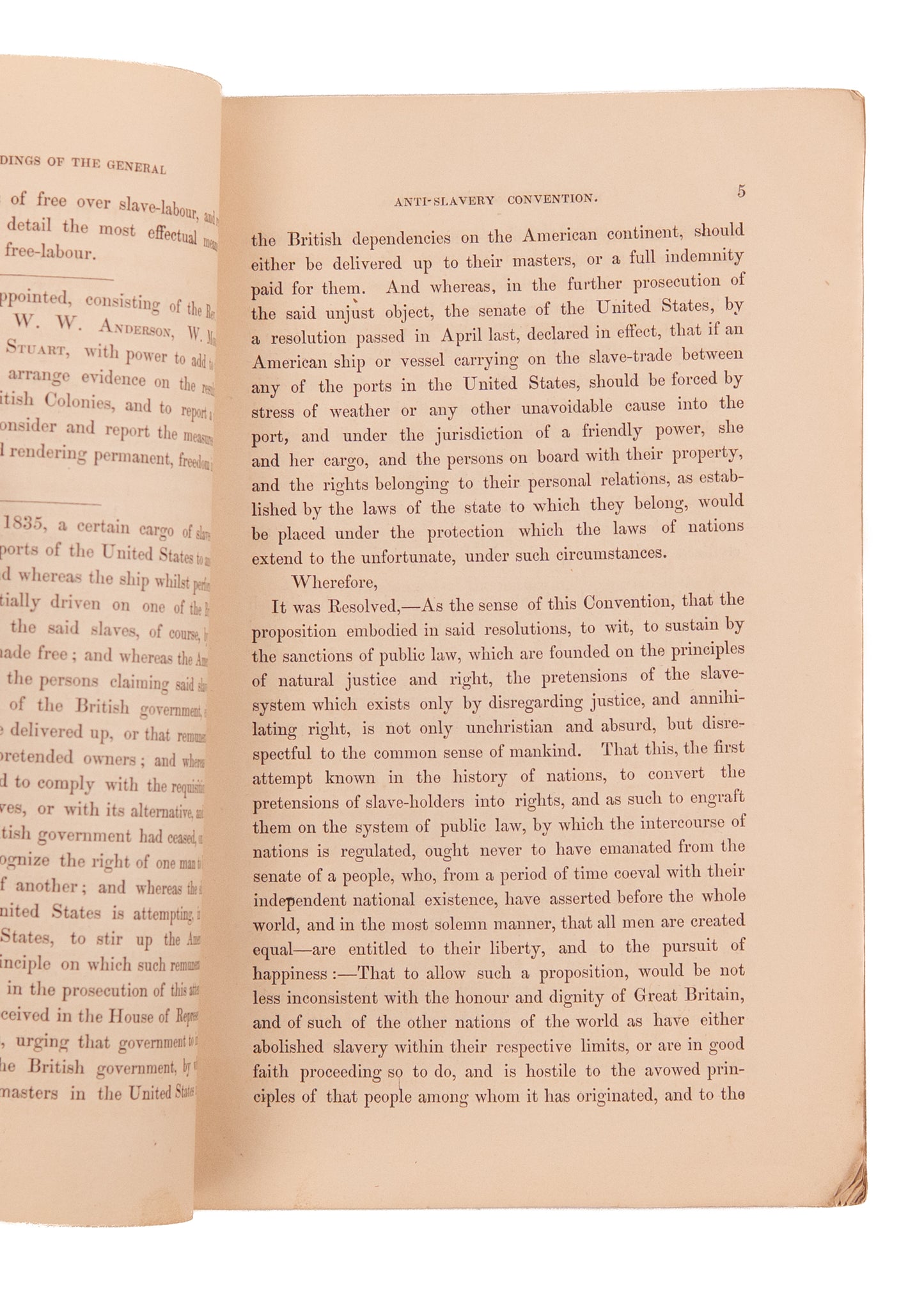 1840 WORLD ANTI-SLAVERY CONVENTION. Minutes of the First World-Anti-Slavery Convention. Excellent.