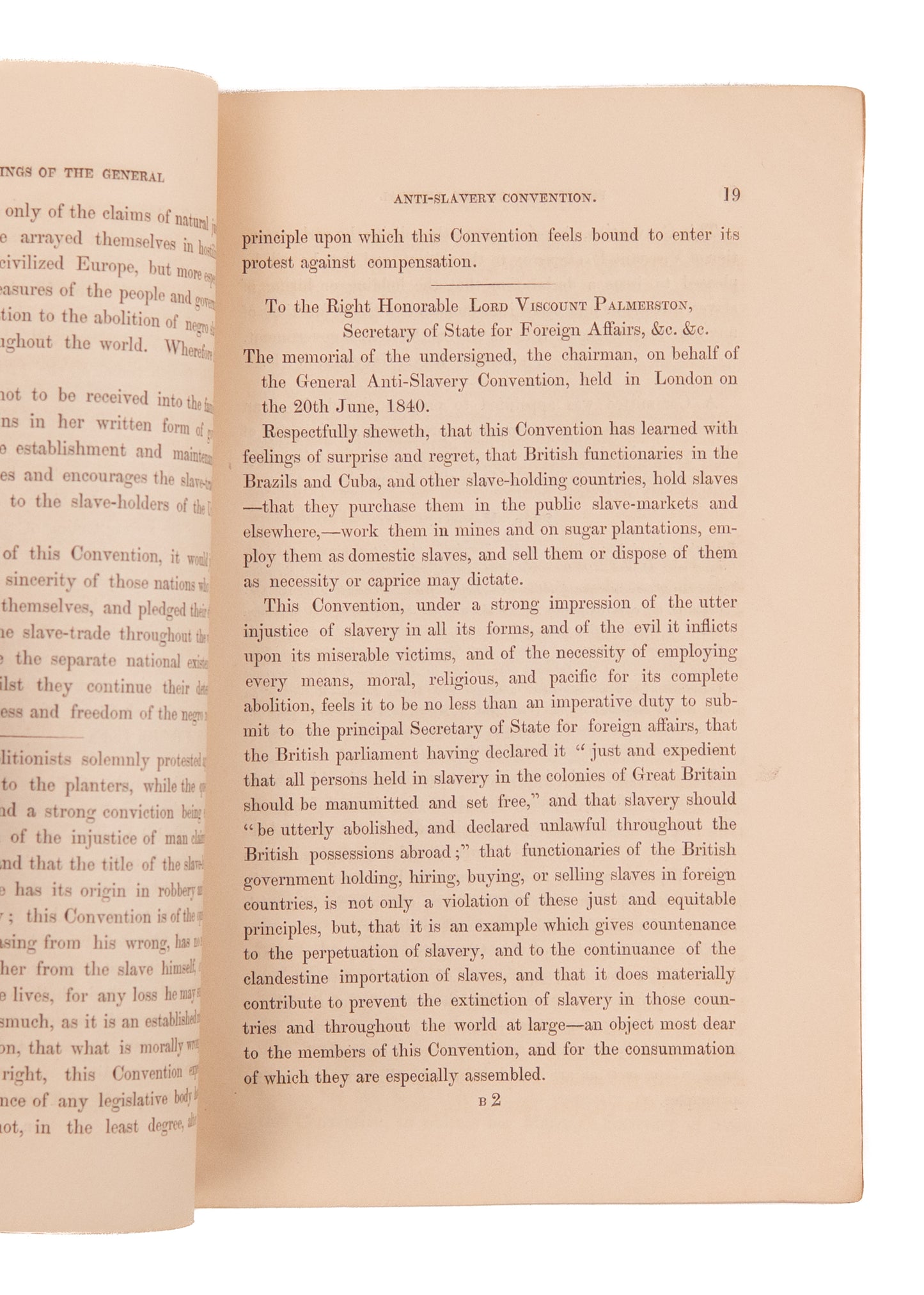 1840 WORLD ANTI-SLAVERY CONVENTION. Minutes of the First World-Anti-Slavery Convention. Excellent.